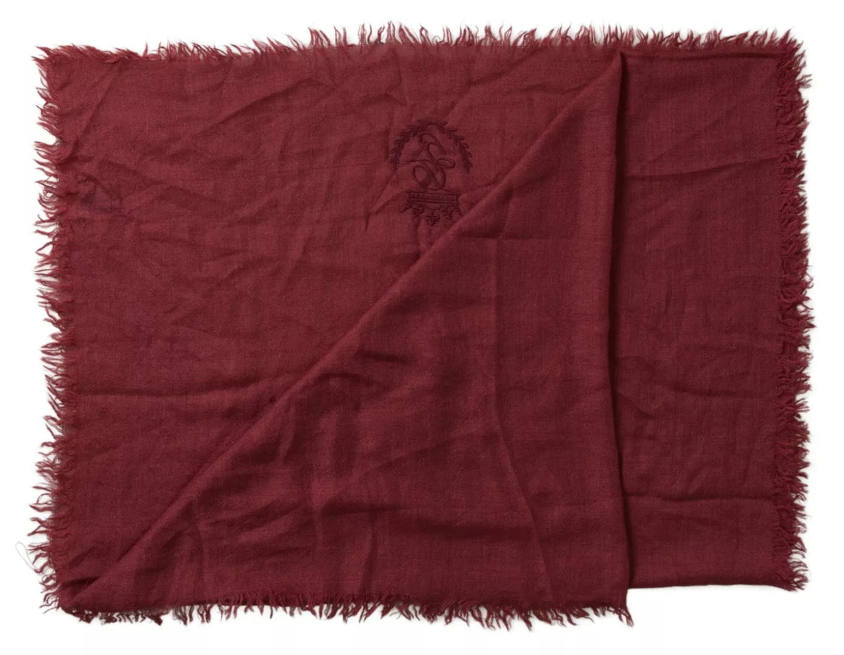 Dolce & Gabbana Maroon Cashmere Knit Wrap Shawl Fringe Scarf (Pre-Owned)