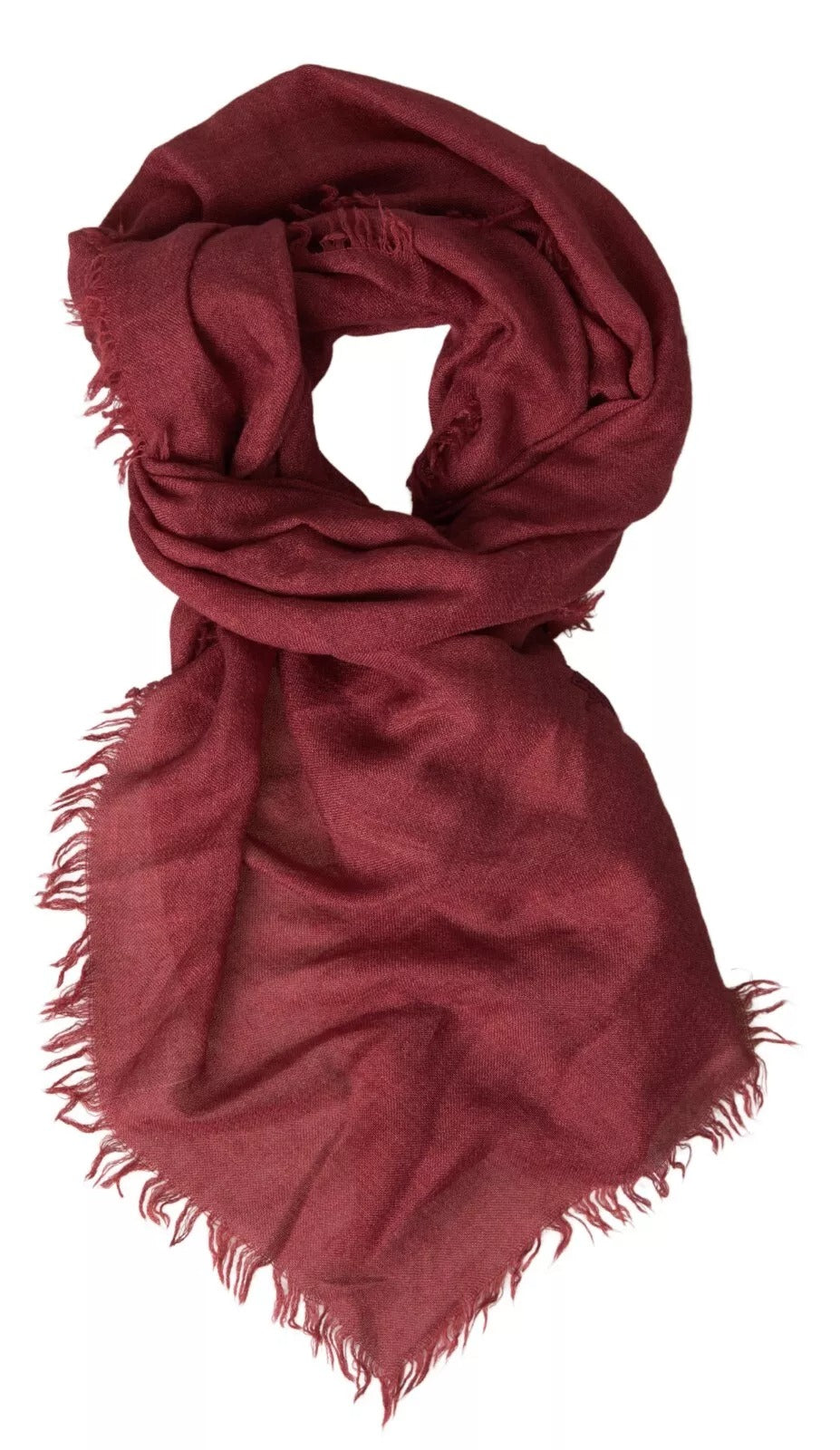 Dolce & Gabbana Maroon Cashmere Knit Wrap Shawl Fringe Scarf (Pre-Owned)