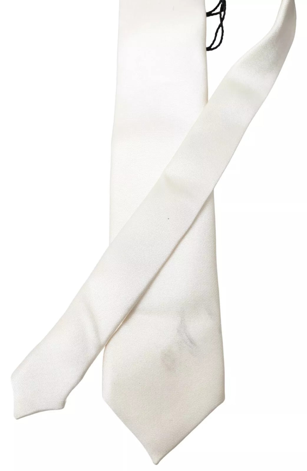 Dolce & Gabbana Off White Satin Silk Classic Men Men's Necktie (Pre-Owned)