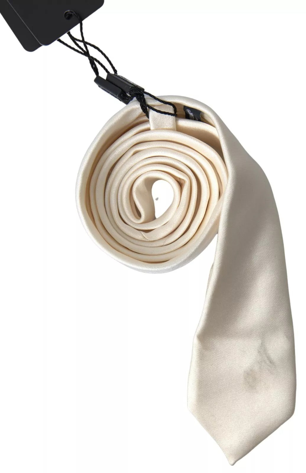 Dolce & Gabbana Off White Satin Silk Classic Men Men's Necktie (Pre-Owned)