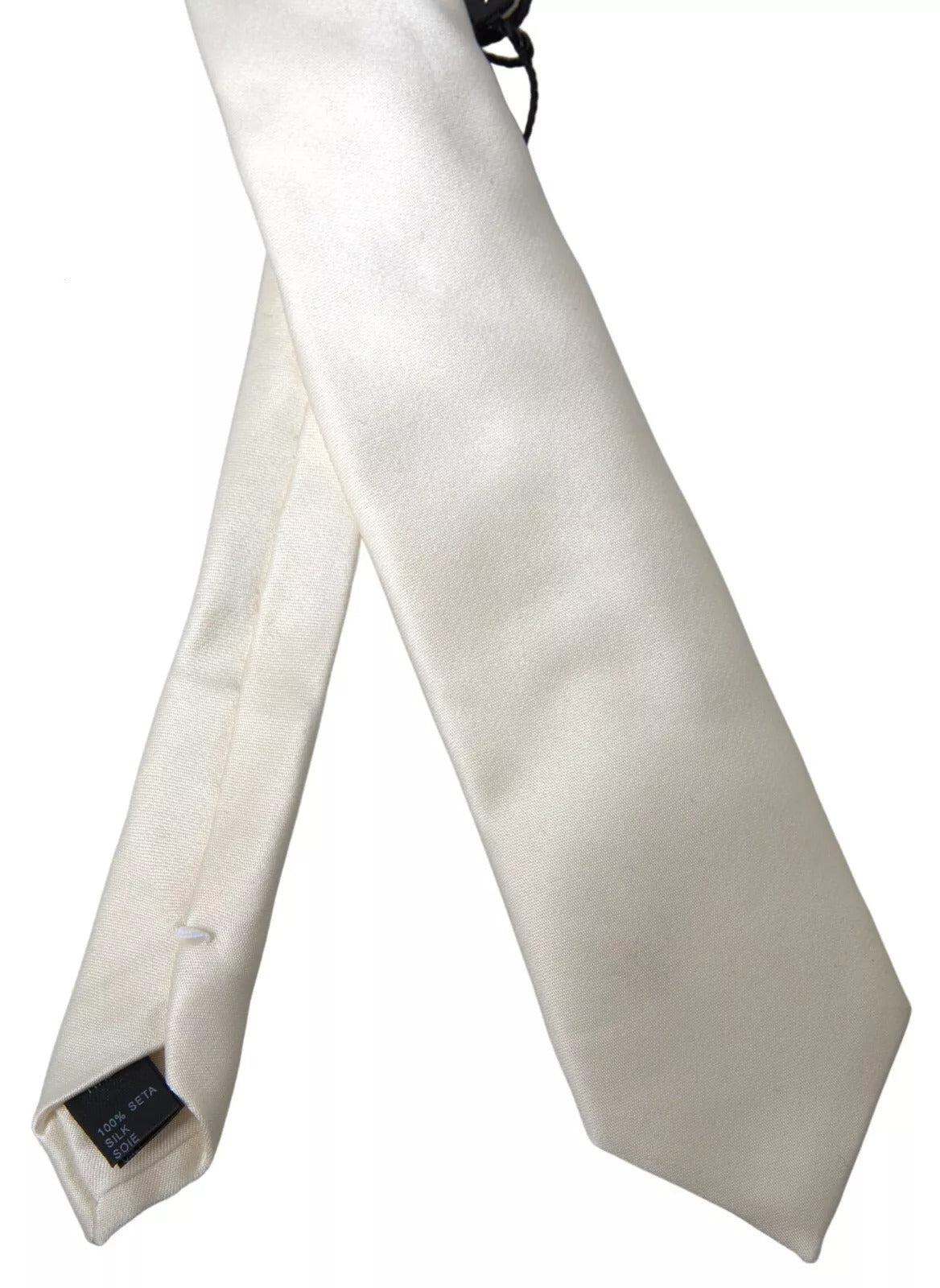 Dolce & Gabbana Off White Satin Silk Classic Men Men's Necktie (Pre-Owned)