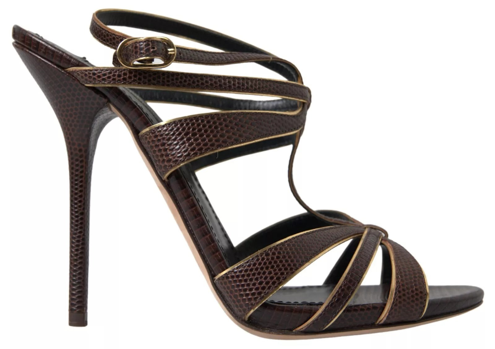 Dolce & Gabbana Brown Ankle Strap Stiletto Heels Sandals Women's Shoes (Pre-Owned)
