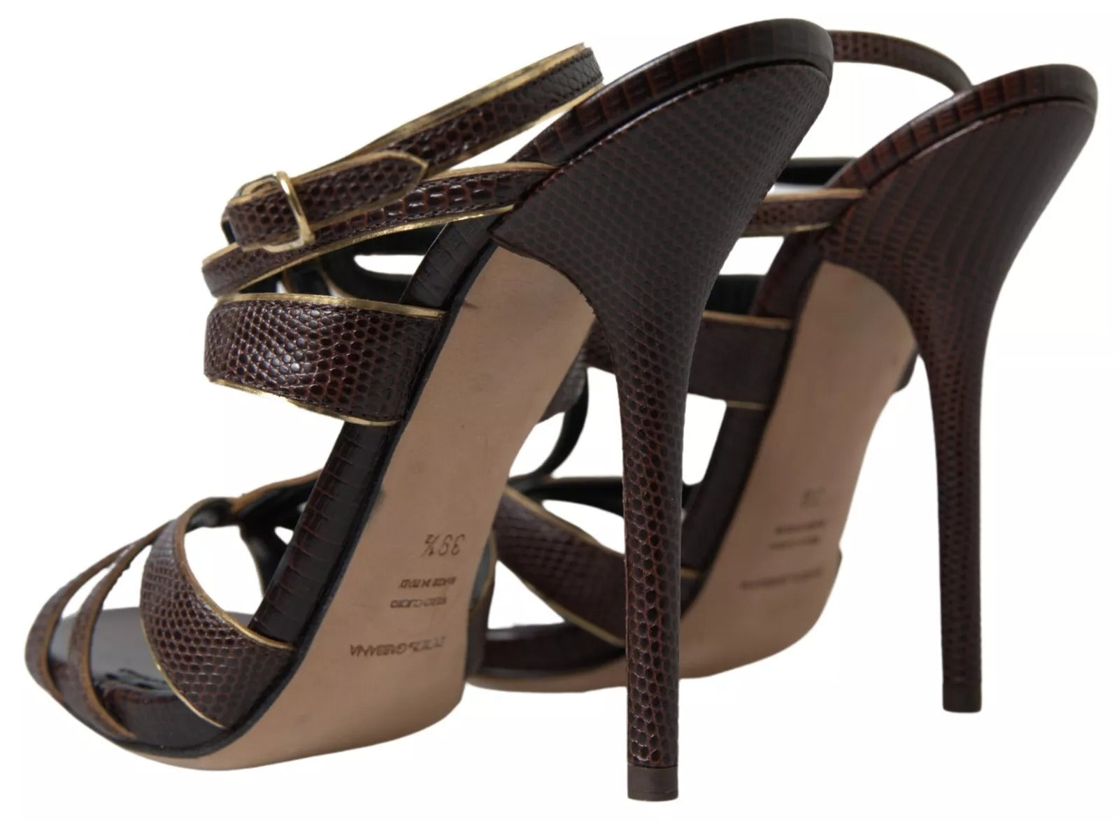 Dolce & Gabbana Brown Ankle Strap Stiletto Heels Sandals Women's Shoes (Pre-Owned)