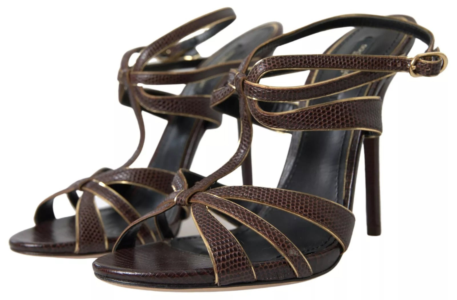 Dolce & Gabbana Brown Ankle Strap Stiletto Heels Sandals Women's Shoes (Pre-Owned)