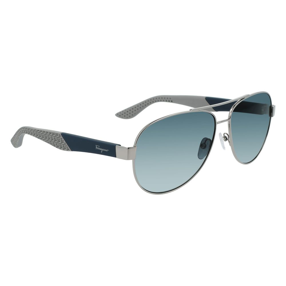 Ferragamo Gray Metal Men's Sunglasses