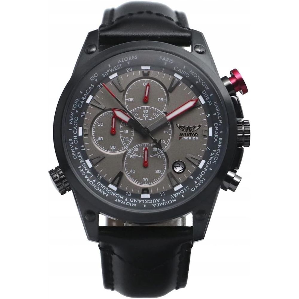 Aviator Brown Leather Men's Watch