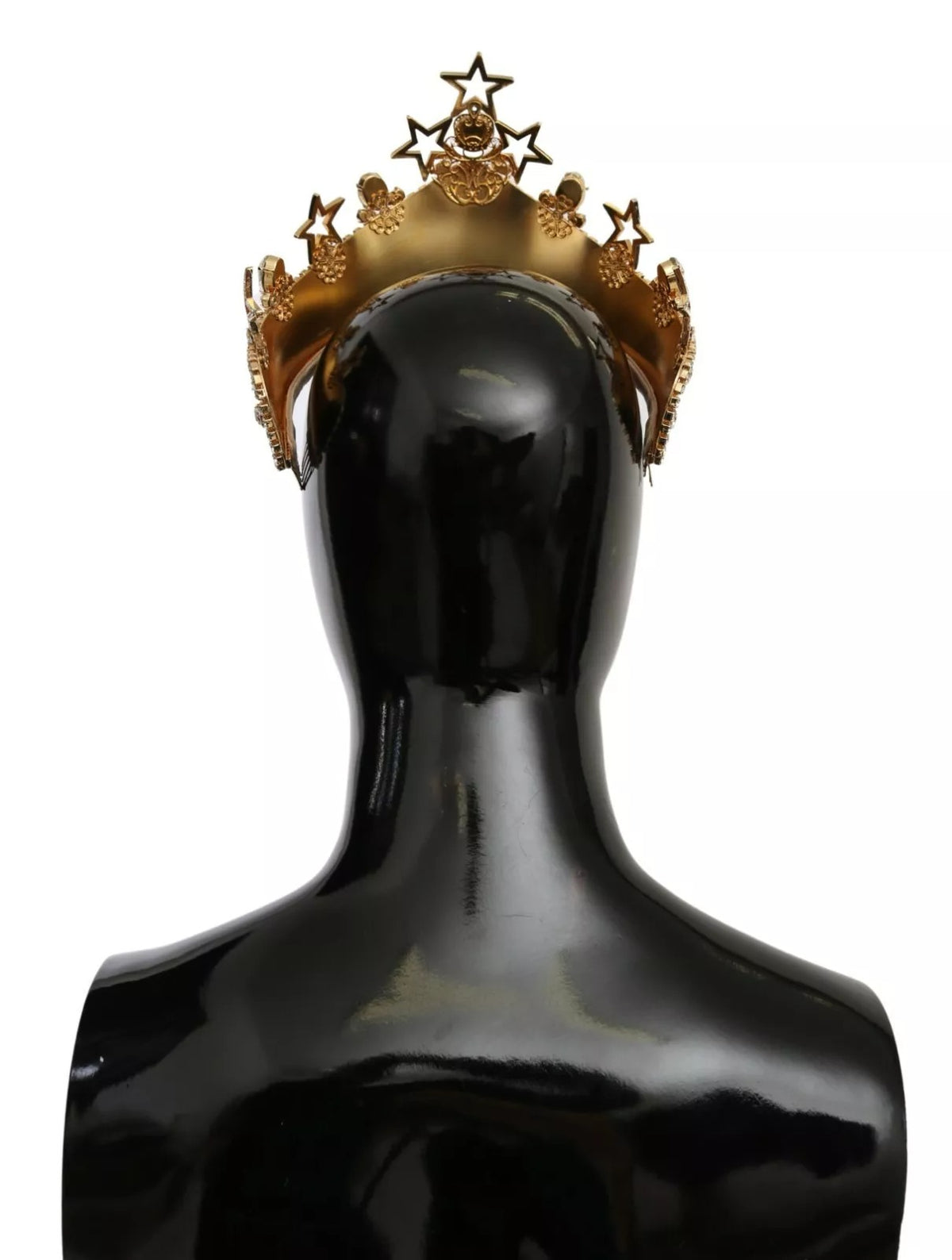 Dolce & Gabbana Gold Crystal Star STRASS Crown Logo Tiara Women's Diadem (Pre-Owned)