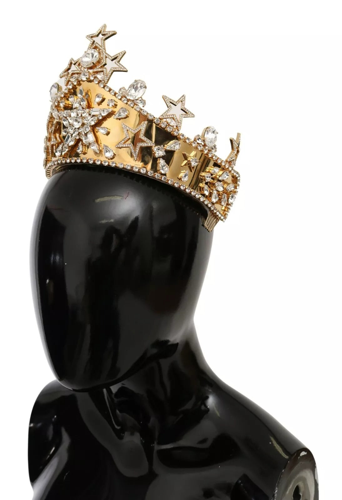 Dolce & Gabbana Gold Crystal Star STRASS Crown Logo Tiara Women's Diadem (Pre-Owned)