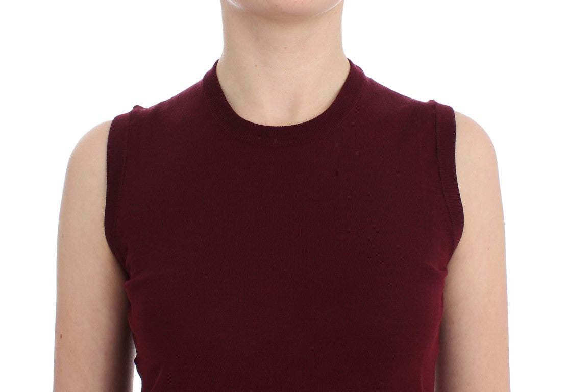 Dolce & Gabbana Red Sleeveless Crewneck Vest Women's Pullover