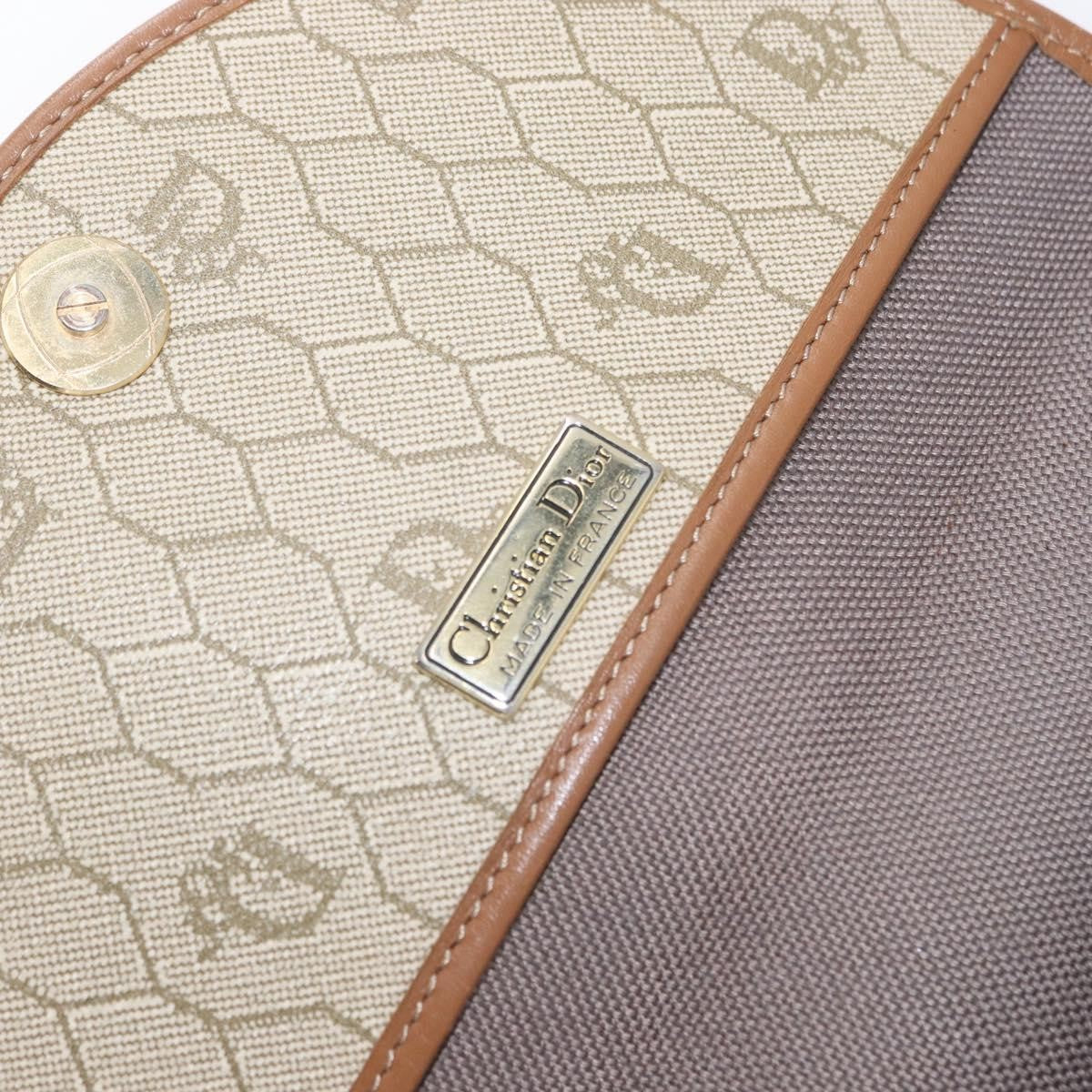 Christian Dior Vintage Honeycomb Flap Canvas And Leather Beige Canvas Shoulder Bag Bag (Pre-Owned)