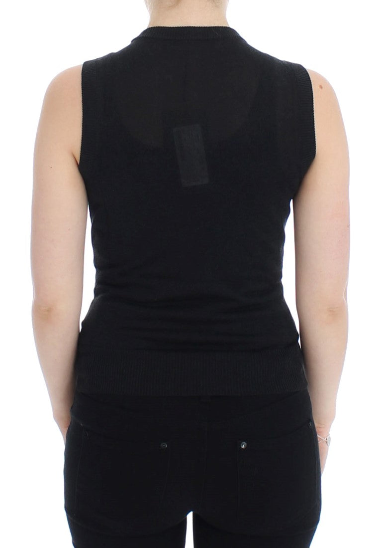 Dolce & Gabbana Black Sleeveless Crewneck Vest Women's Pullover