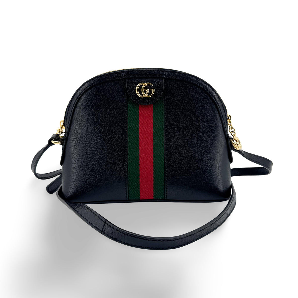 Gucci Ophidia Dome Leather Black Leather Shoulder Bag Bag (Pre-Owned)