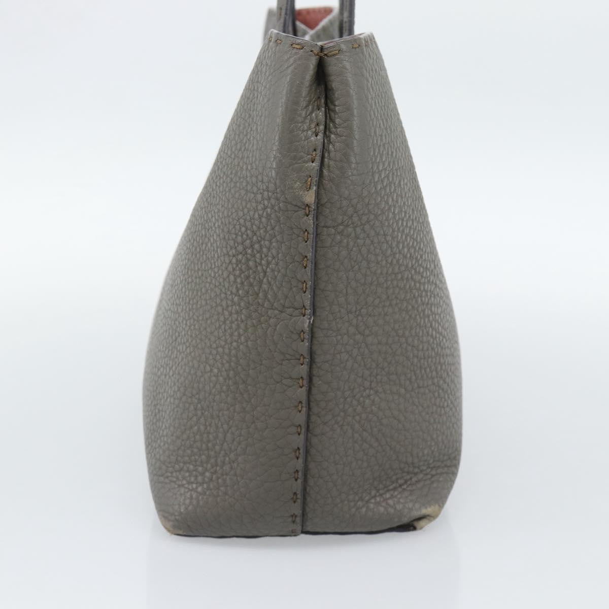 Fendi Selleria Carla Leather Gray Leather Tote Bag Bag (Pre-Owned)