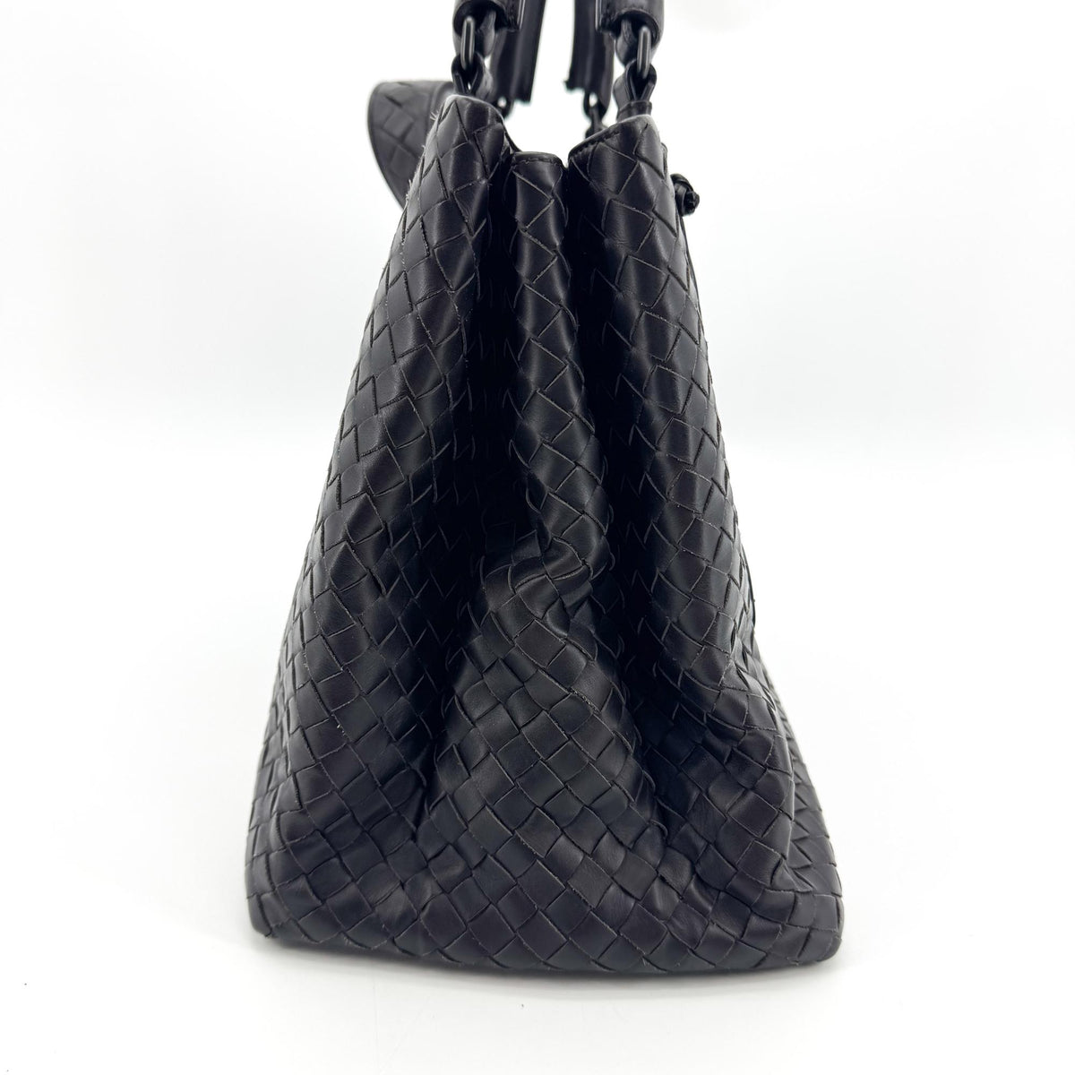 Bottega Veneta Capri Intrecciato Nappa Black Leather Tote Bag Bag (Pre-Owned)