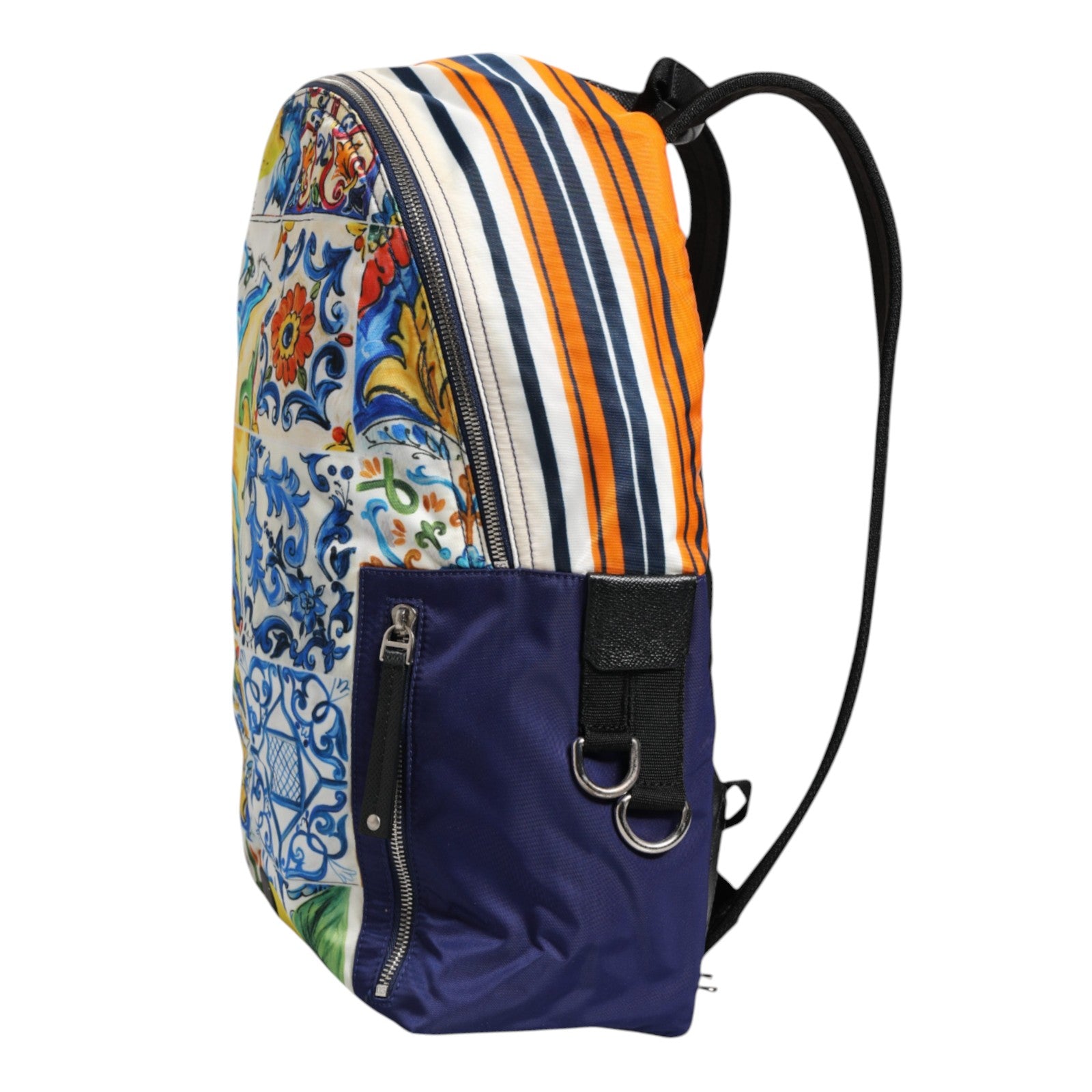 Dolce & Gabbana Multicolor Majolica Print Nylon School Backpack Men's Bag (Pre-Owned)