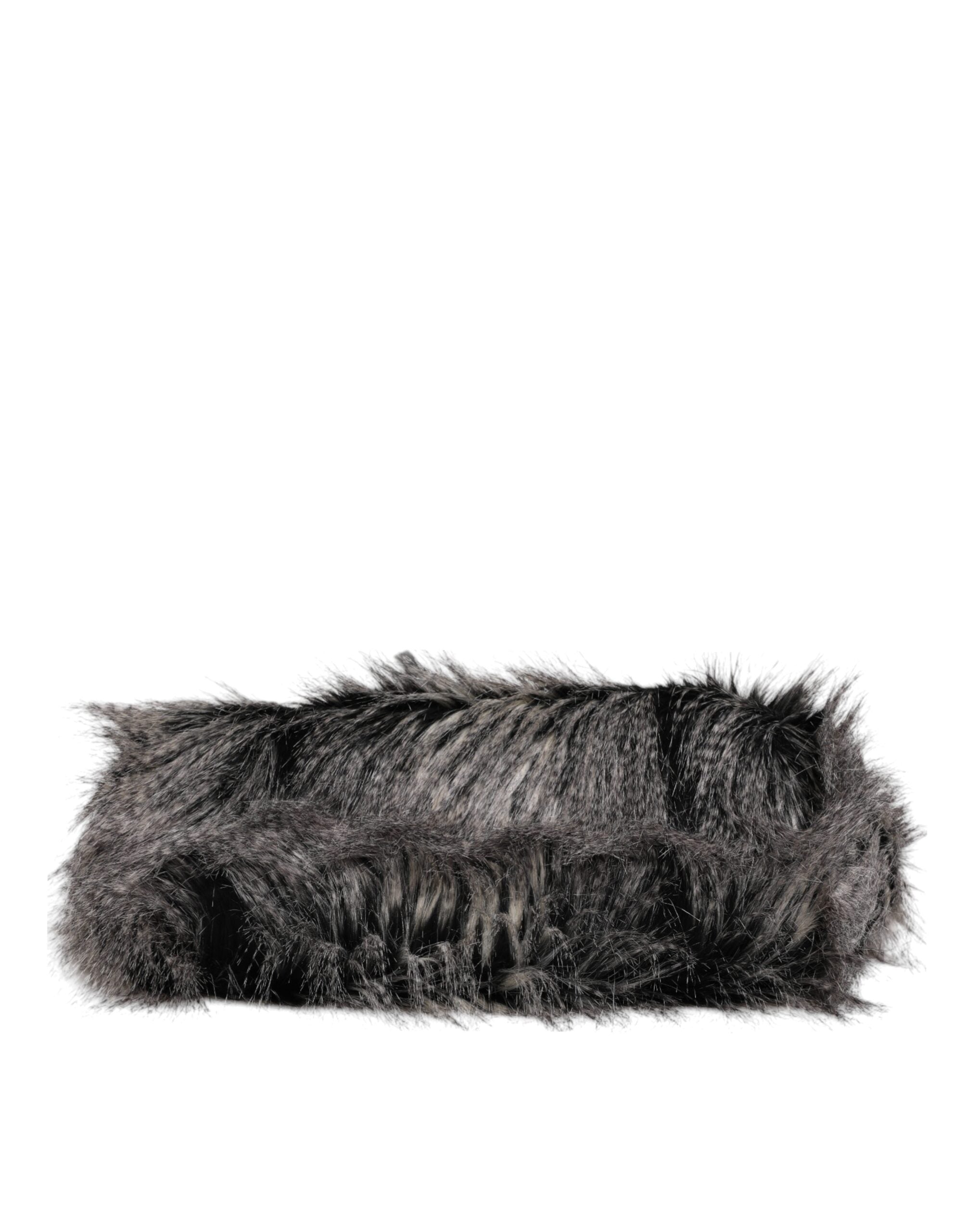 Dolce & Gabbana Black Oversize Faux Fur Shopping Tote Women's Bag (Pre-Owned)