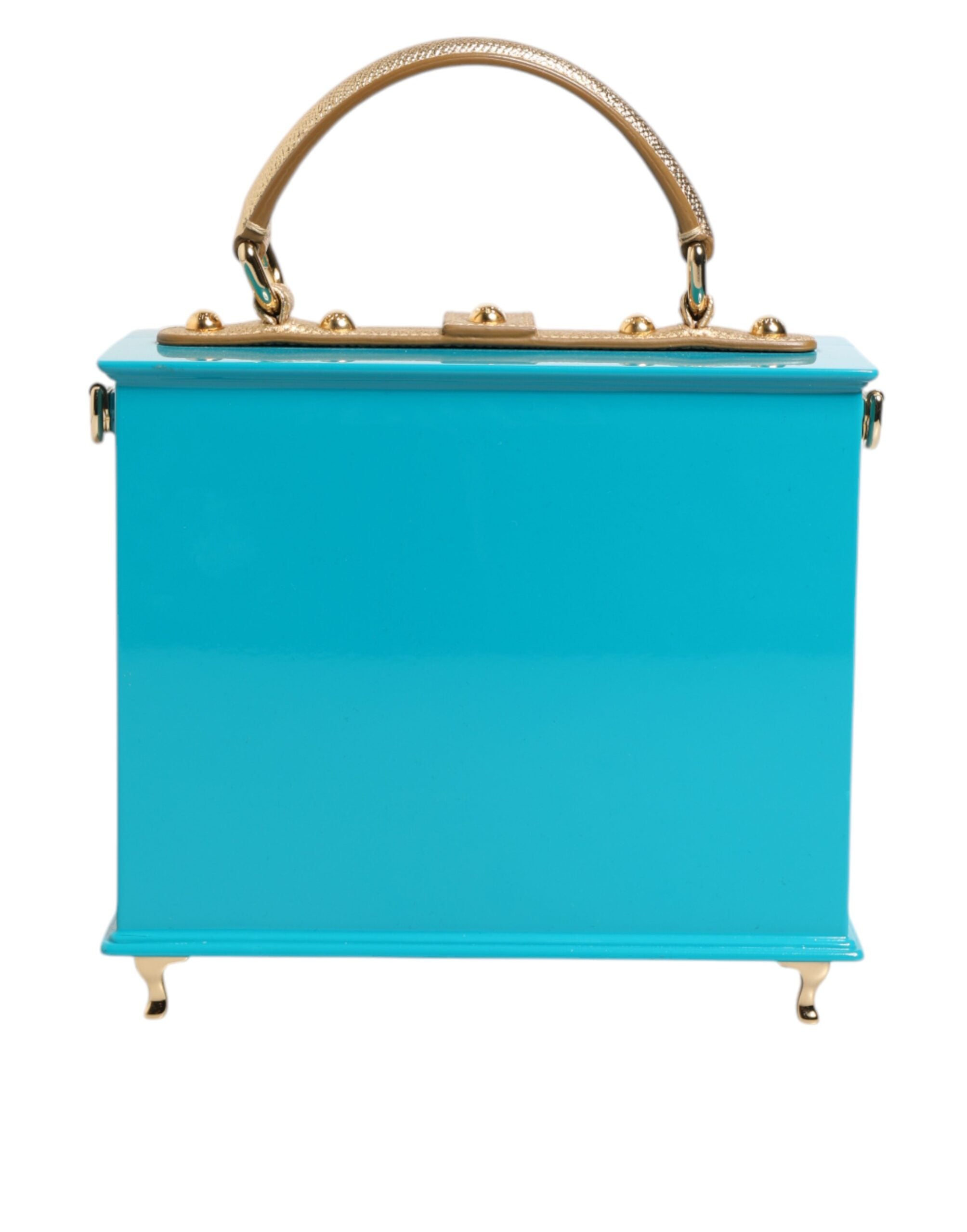 Dolce & Gabbana Turquoise Gold Acrylic Leather Miss Dolce Top Handle Women's Bag (Pre-Owned)