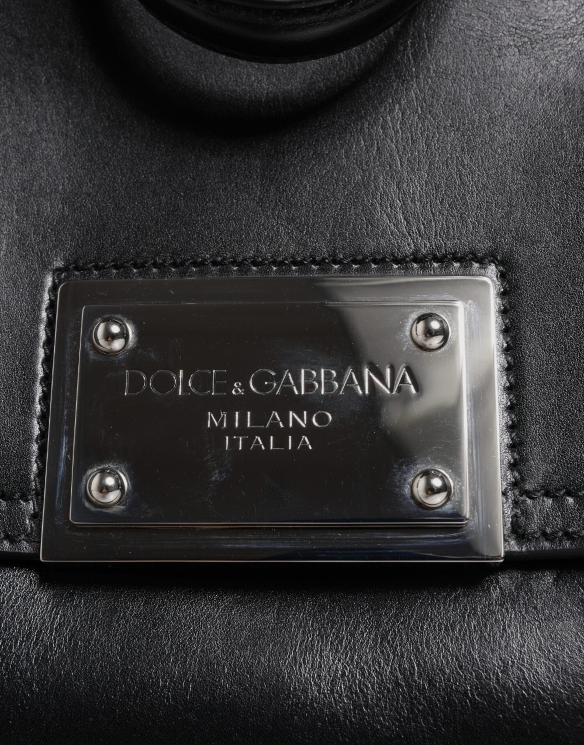 Dolce & Gabbana Black Calfskin Leather SICILY Logo Plaque Top Handle Women's Bag (Pre-Owned)
