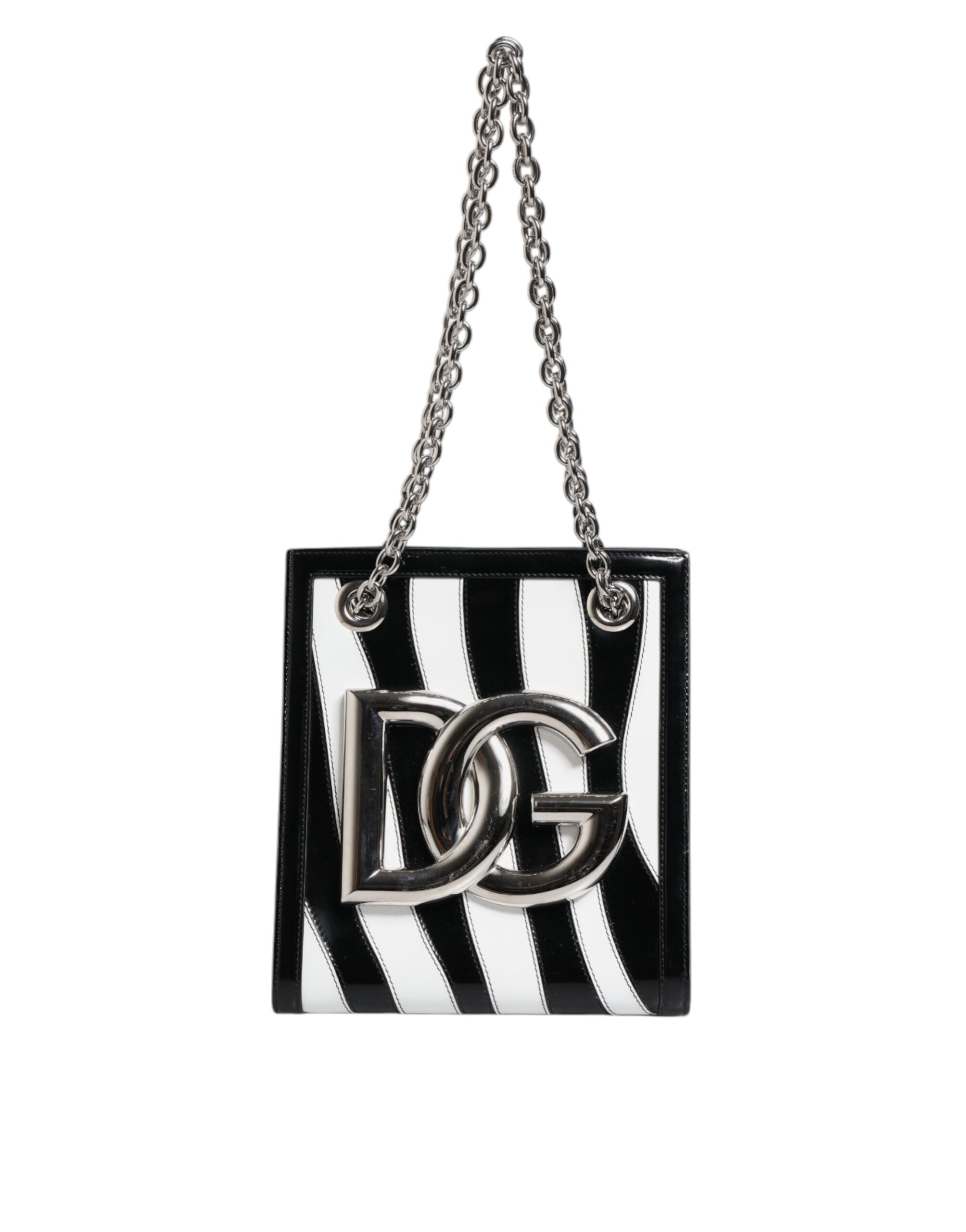 Dolce & Gabbana Black White Zebra Patchwork Logo Plaque Shoulder Women's Bag (Pre-Owned)