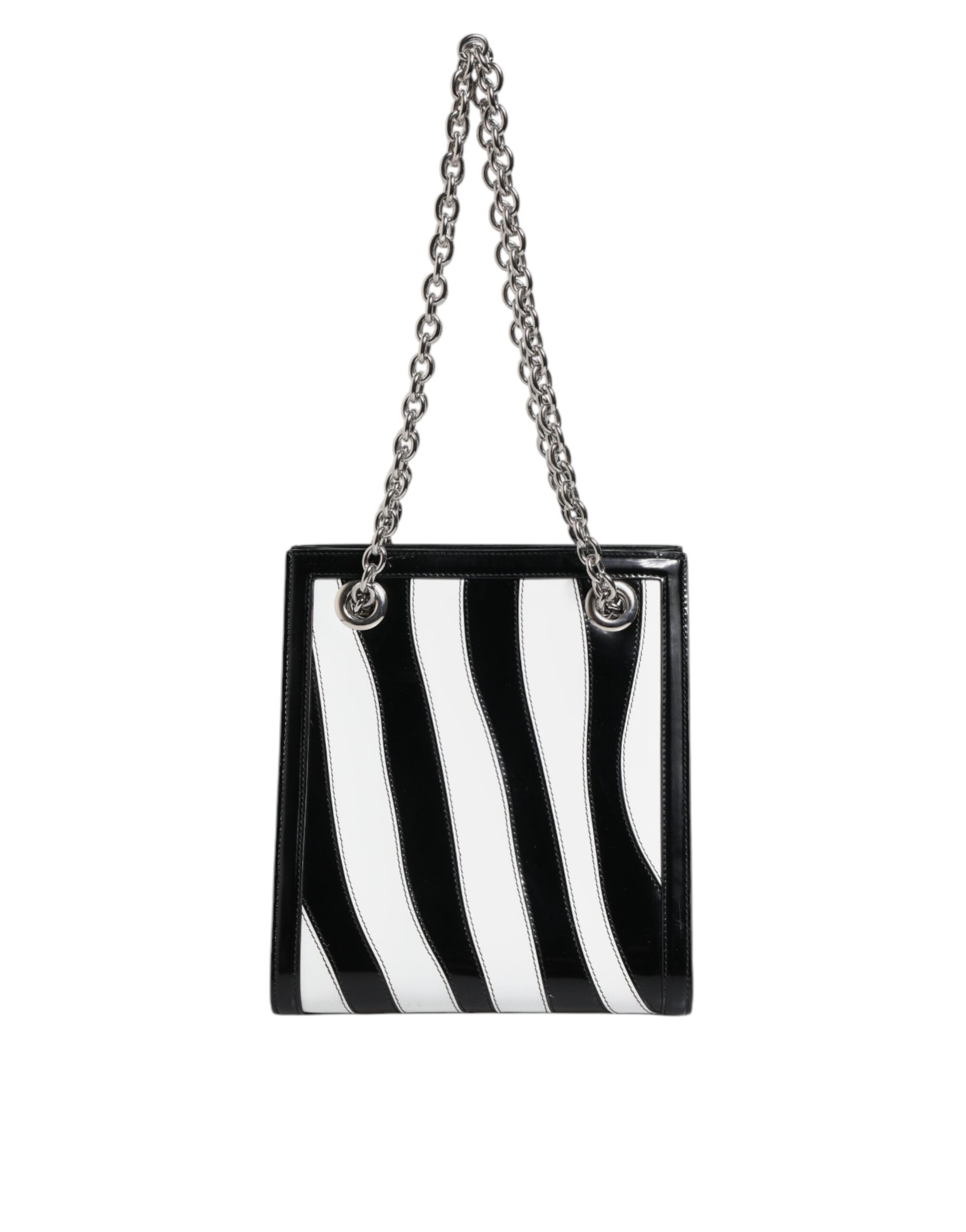 Dolce & Gabbana Black White Zebra Patchwork Logo Plaque Shoulder Women's Bag (Pre-Owned)