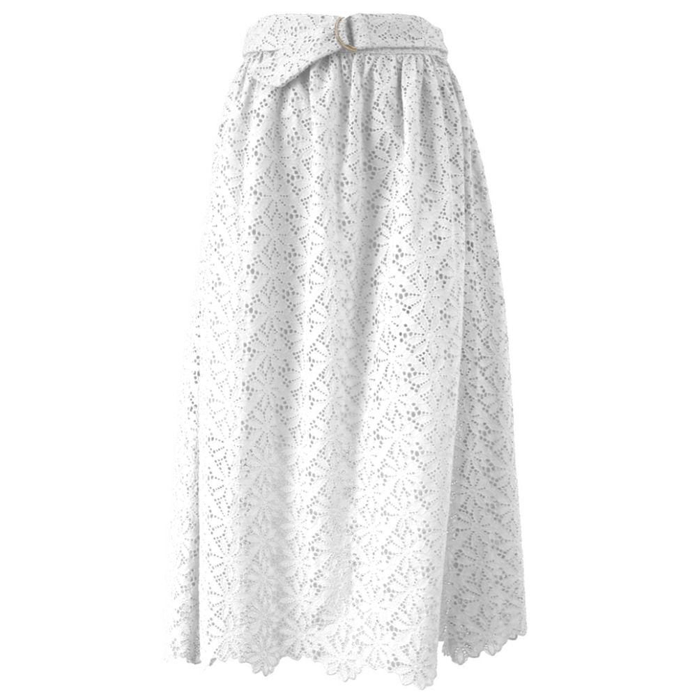 Yes Zee White Cotton Women's Skirt