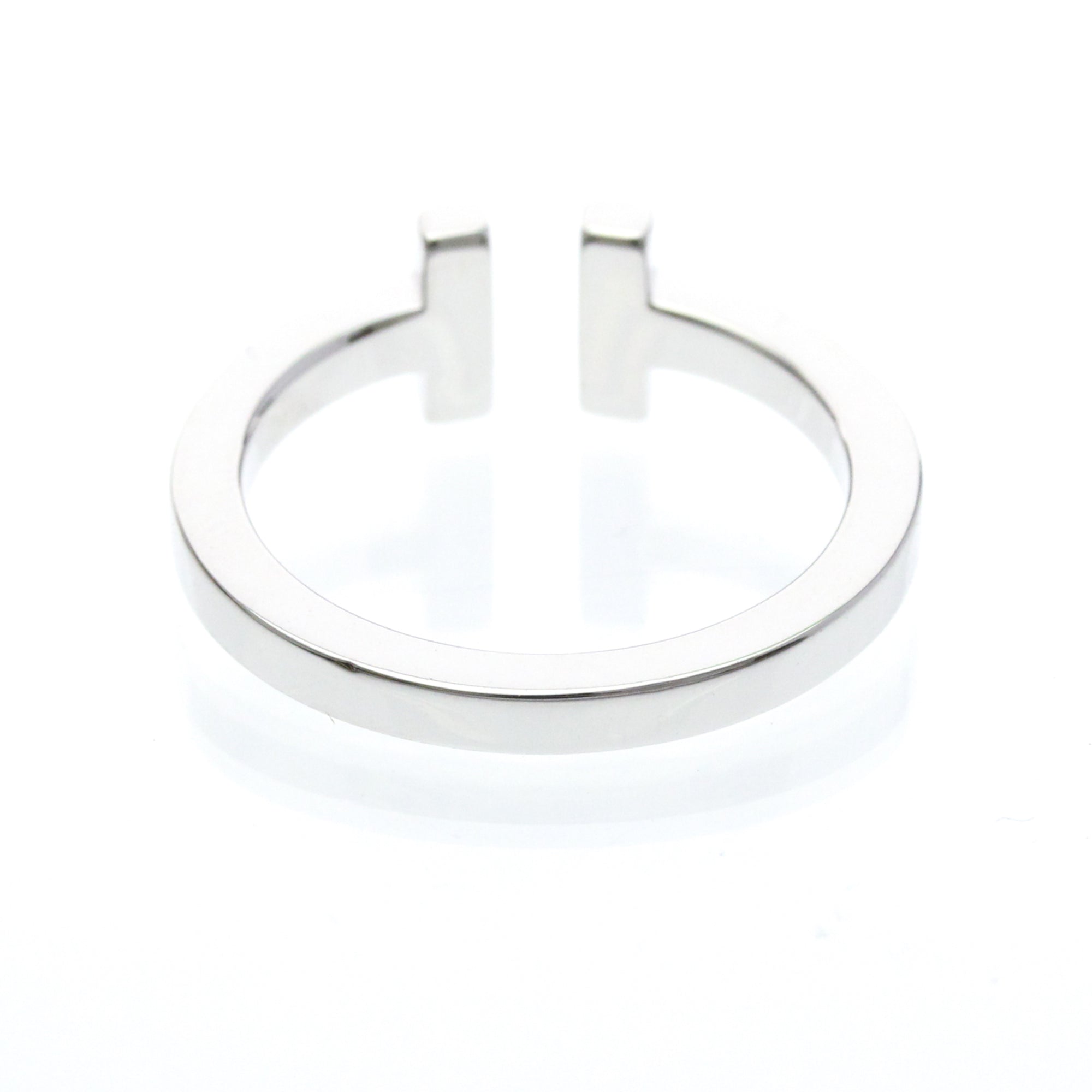 Tiffany & Co. T Square 18K White Gold Silver White_Gold Ring Jewelry (Pre-Owned)