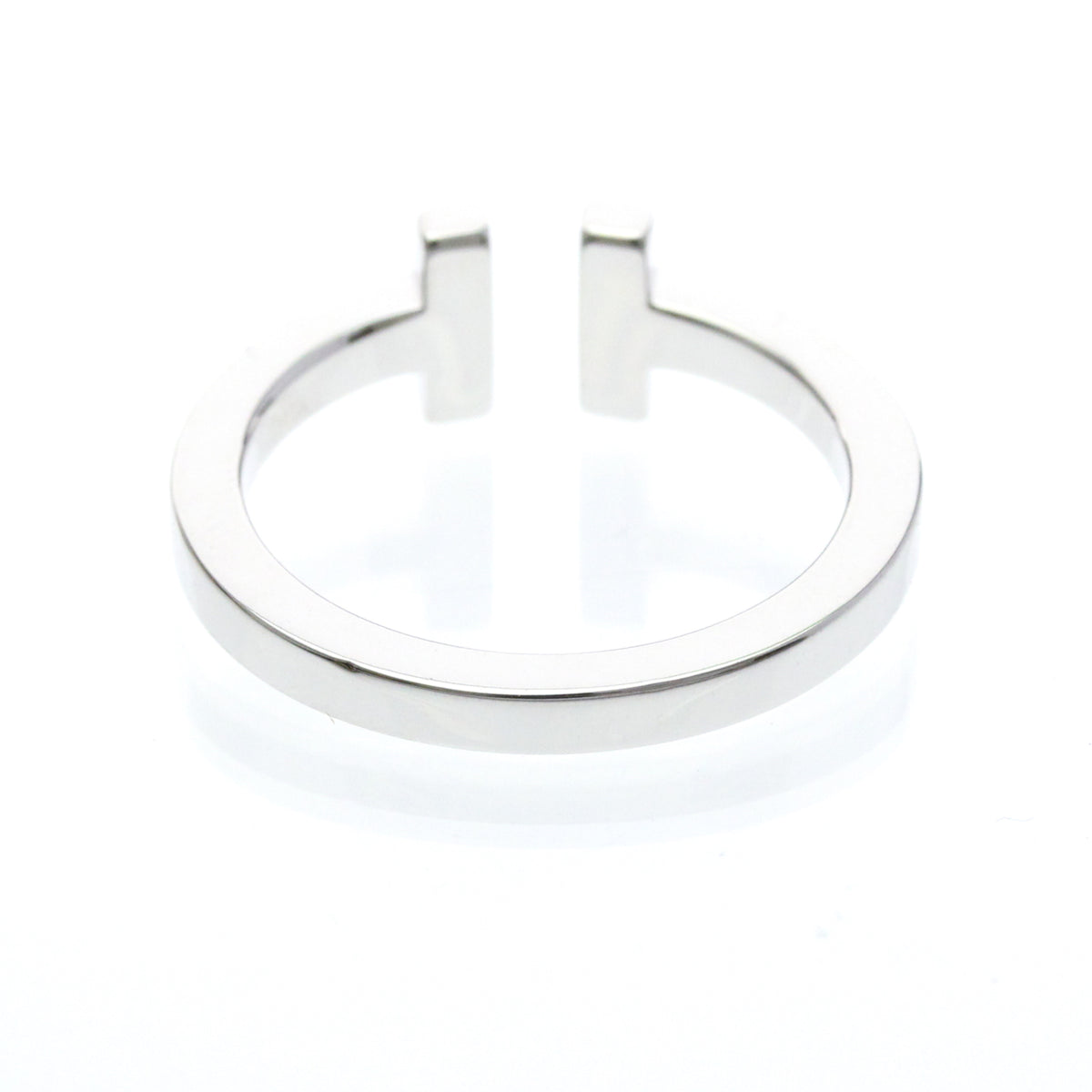 Tiffany & Co. T Square 18K White Gold Silver White_Gold Ring Jewelry (Pre-Owned)