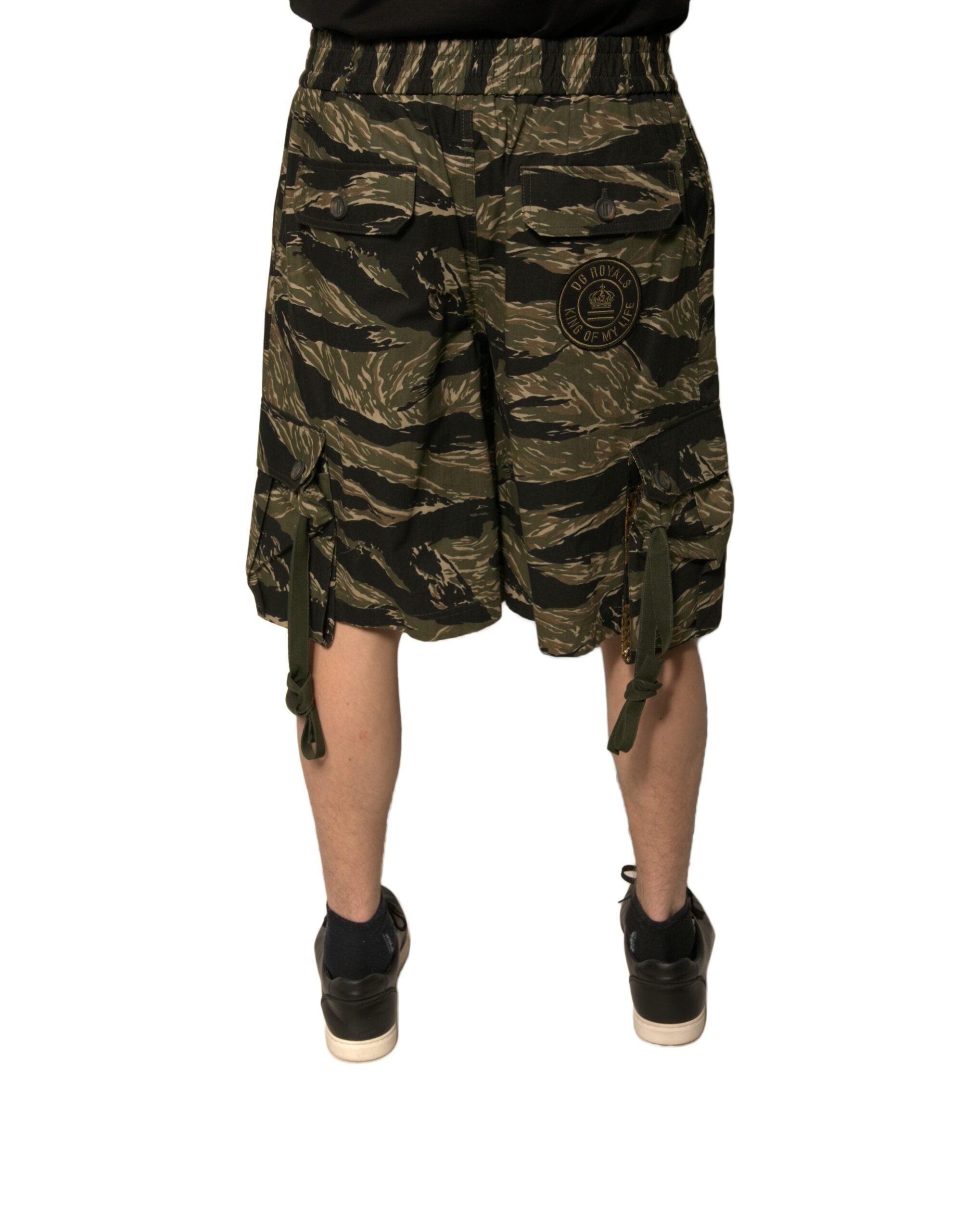 Dolce & Gabbana Black Gold Patterned Cotton Bermuda Men's Shorts