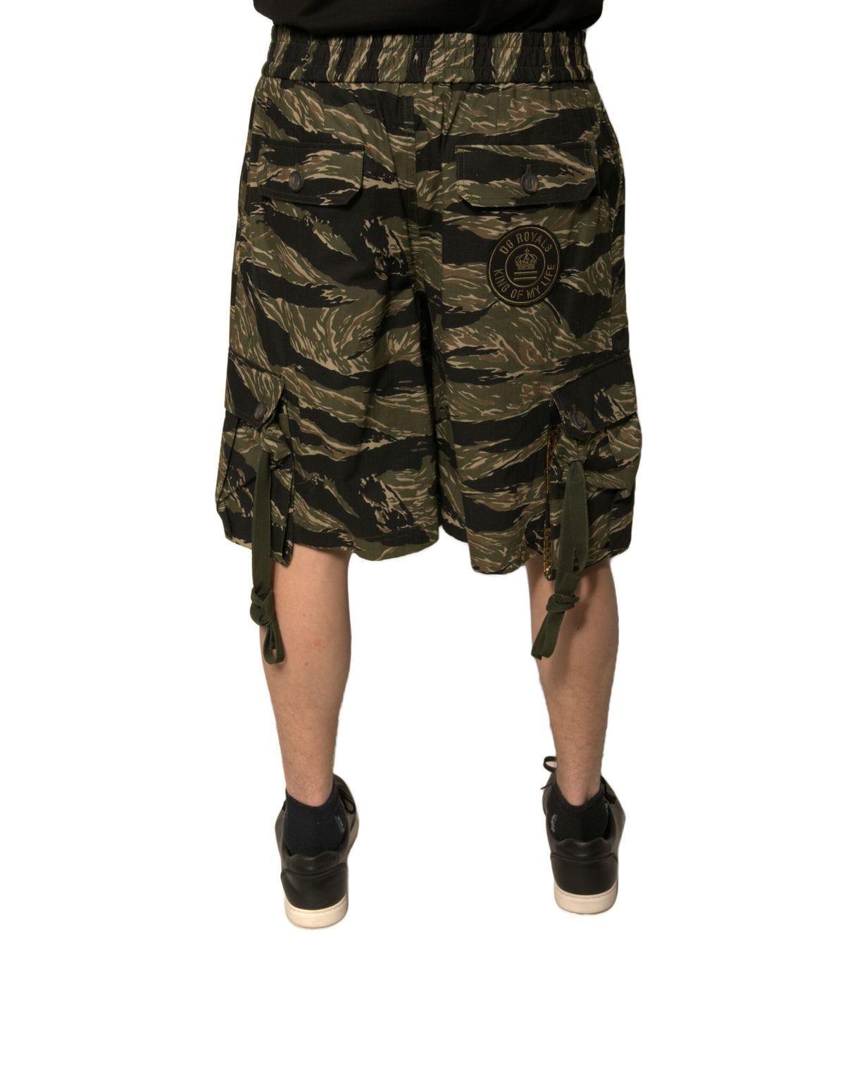 Dolce & Gabbana Black Gold Patterned Cotton Bermuda Men's Shorts