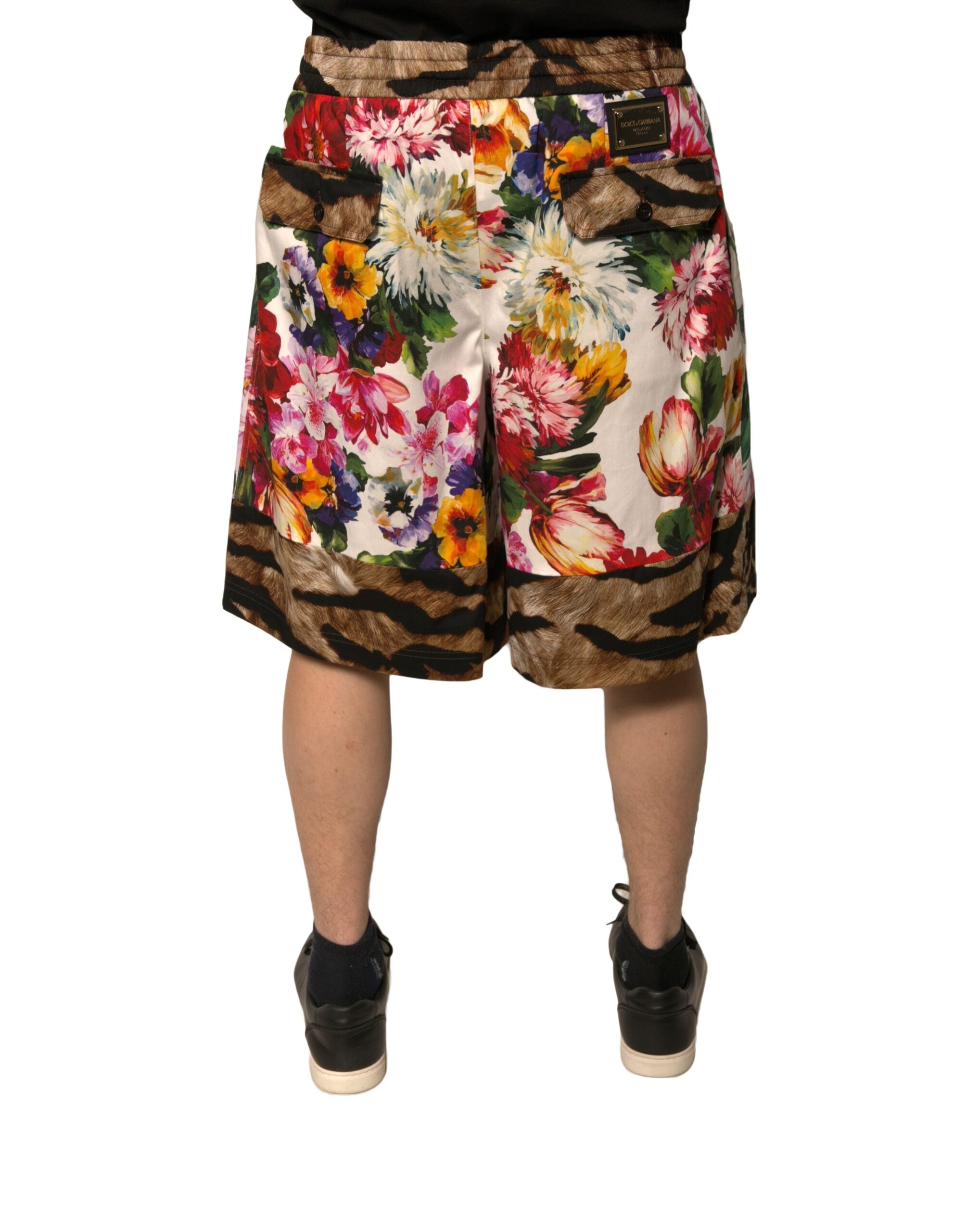 Dolce & Gabbana Multicolor Floral Cotton Men Bermuda Men's Shorts (Pre-Owned)