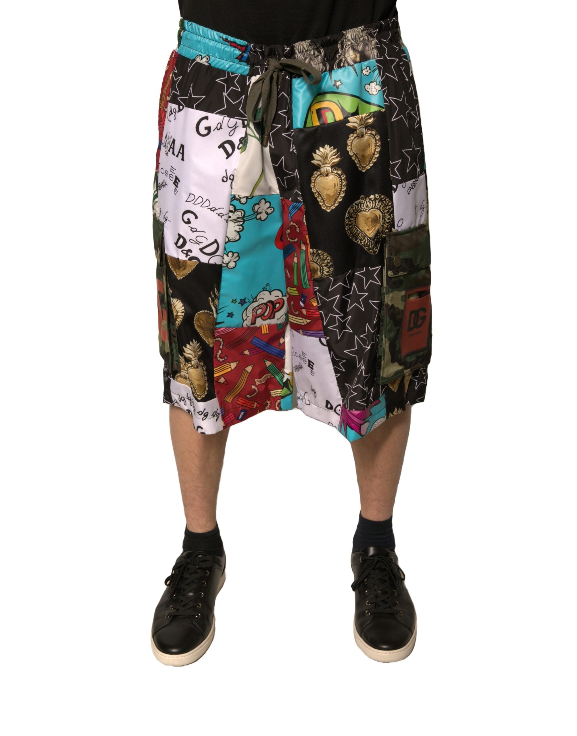 Dolce & Gabbana Multicolor Patchwork Cargo Bermuda Men's Shorts