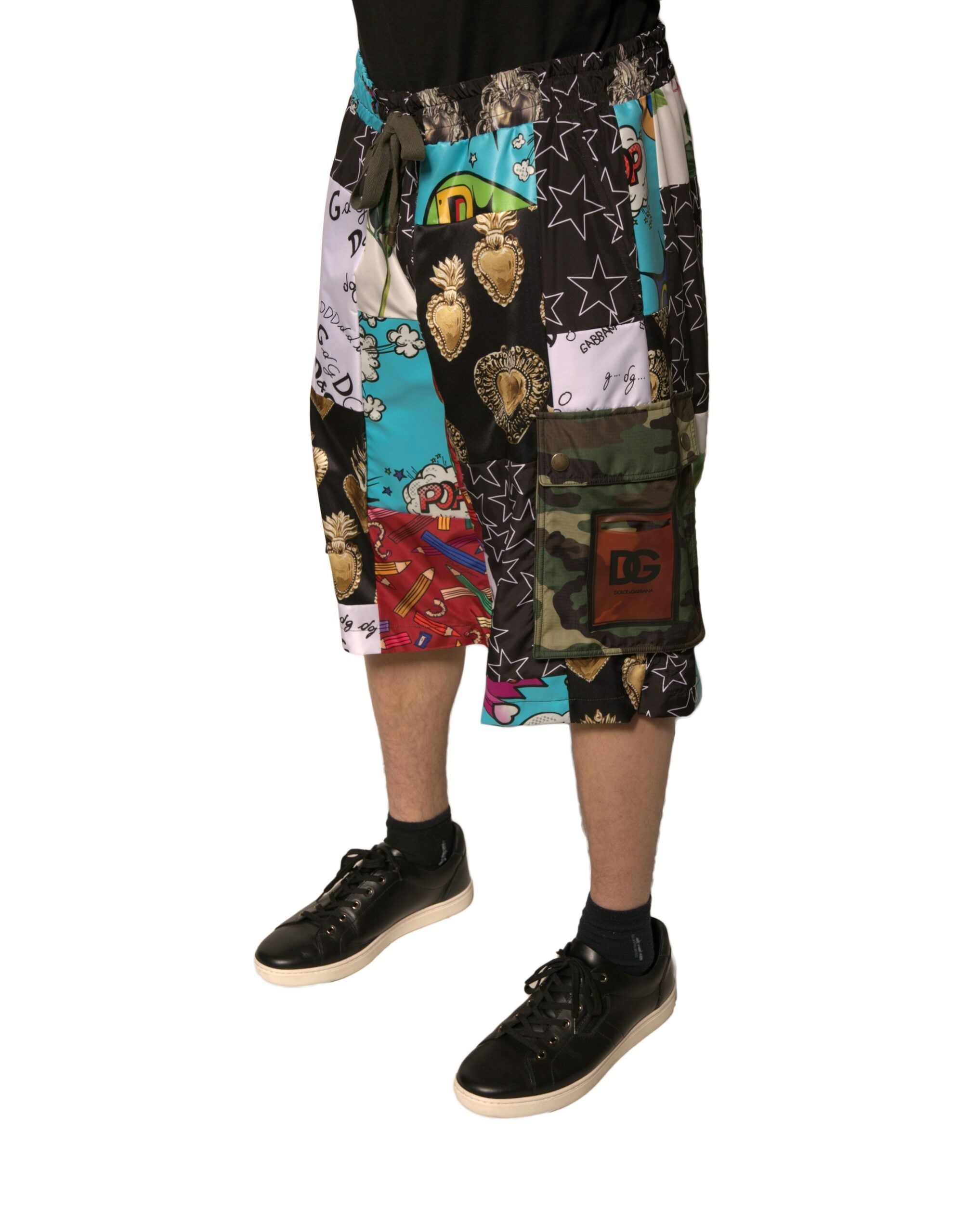Dolce & Gabbana Multicolor Patchwork Cargo Bermuda Men's Shorts