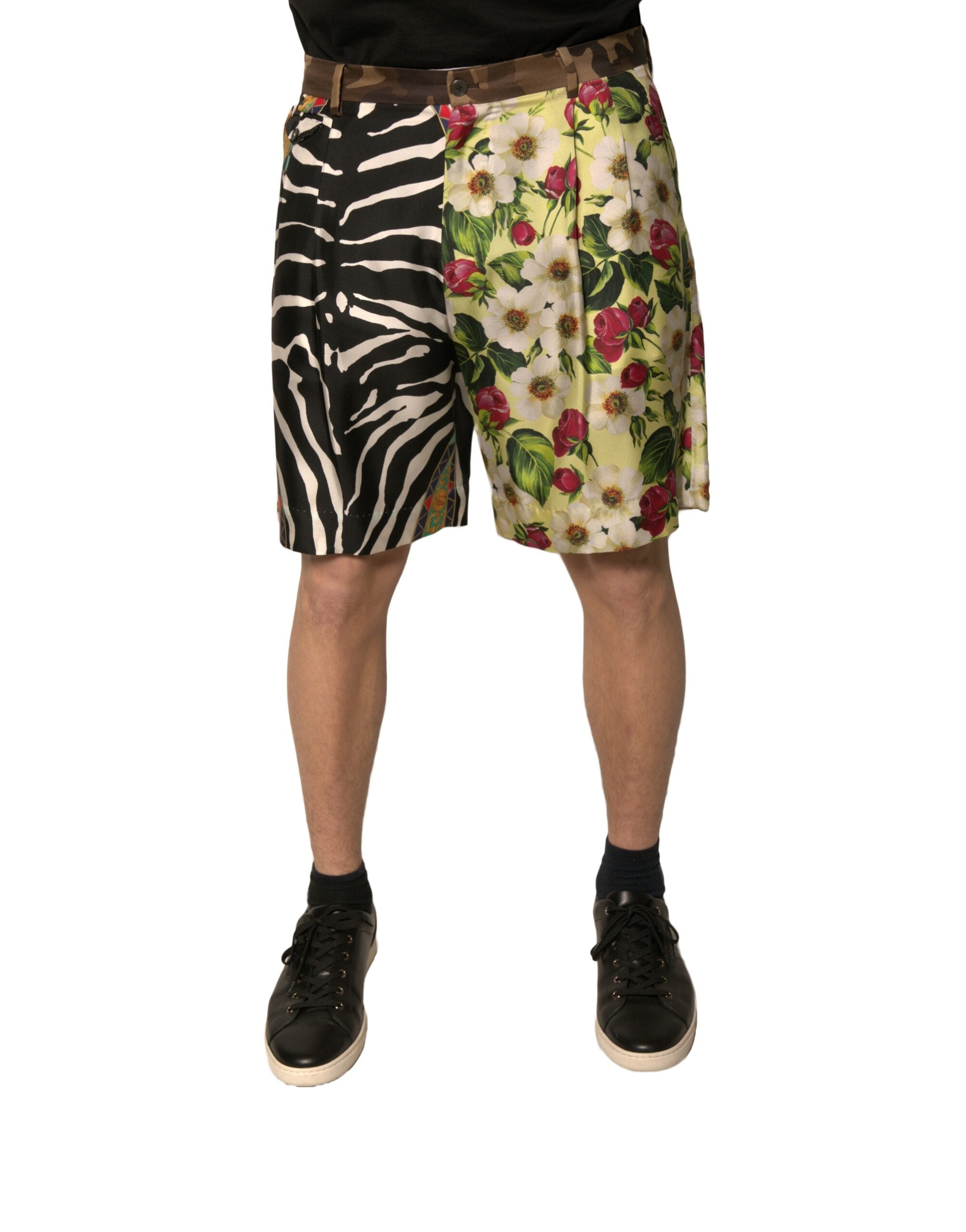 Dolce & Gabbana Multicolor Patchwork Silk Men Chino Men's Shorts