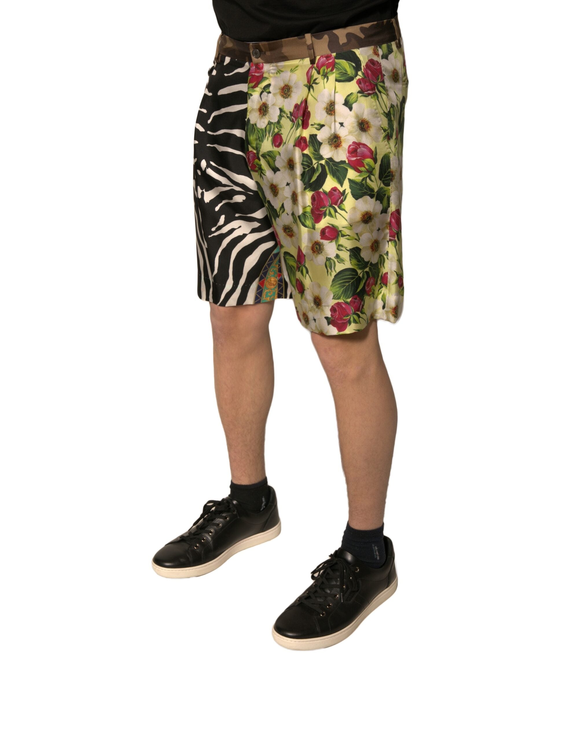 Dolce & Gabbana Multicolor Patchwork Silk Men Chino Men's Shorts