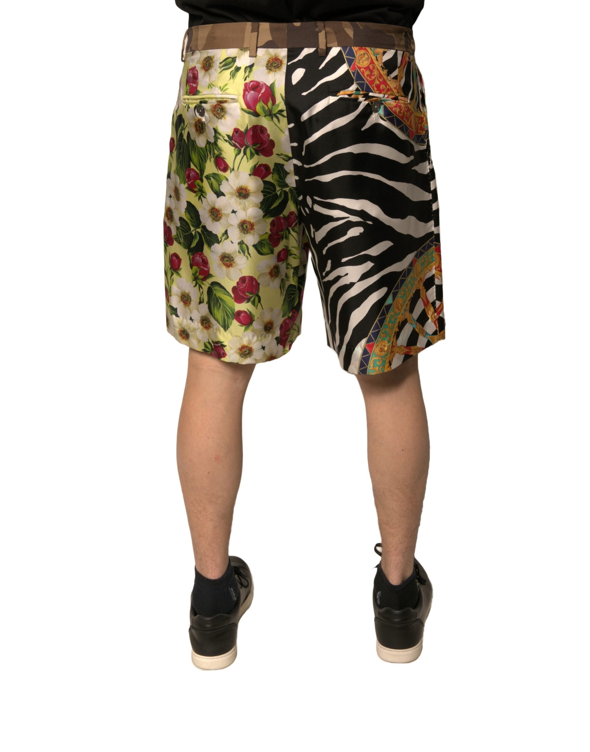 Dolce & Gabbana Multicolor Patchwork Silk Men Chino Men's Shorts