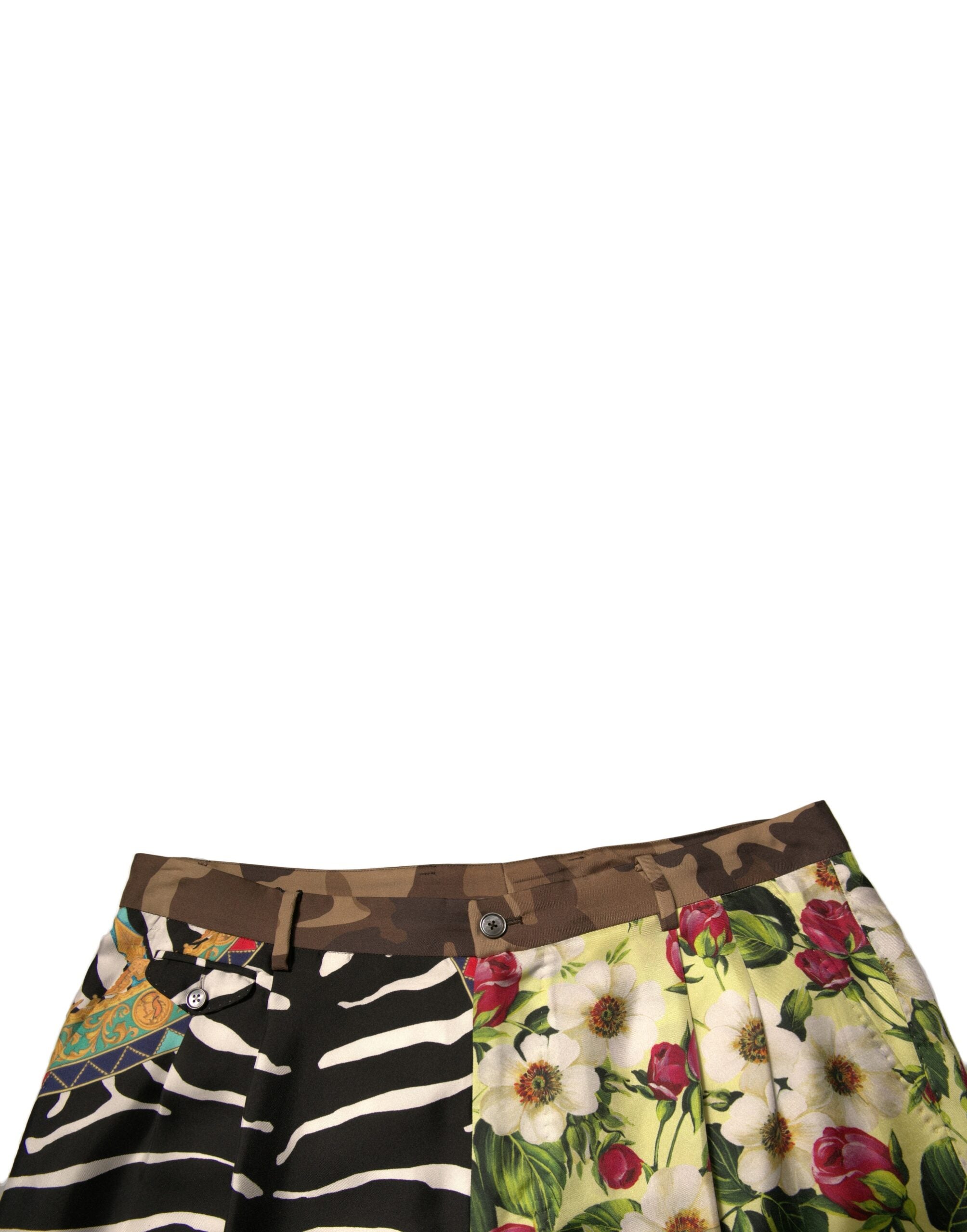 Dolce & Gabbana Multicolor Patchwork Silk Men Chino Men's Shorts