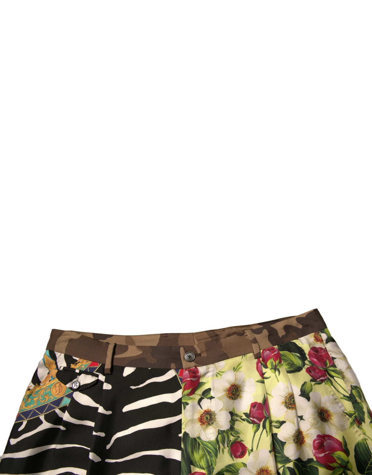 Dolce & Gabbana Multicolor Patchwork Silk Men Chino Men's Shorts