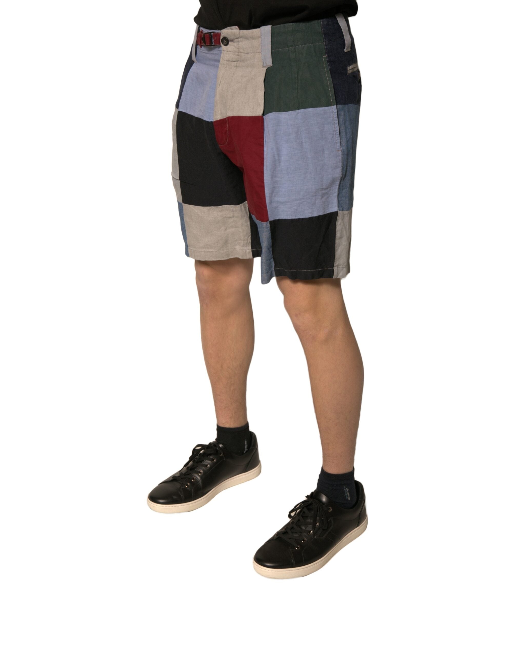 Dolce & Gabbana Multicolor Patchwork Linen Men Chino Men's Shorts (Pre-Owned)