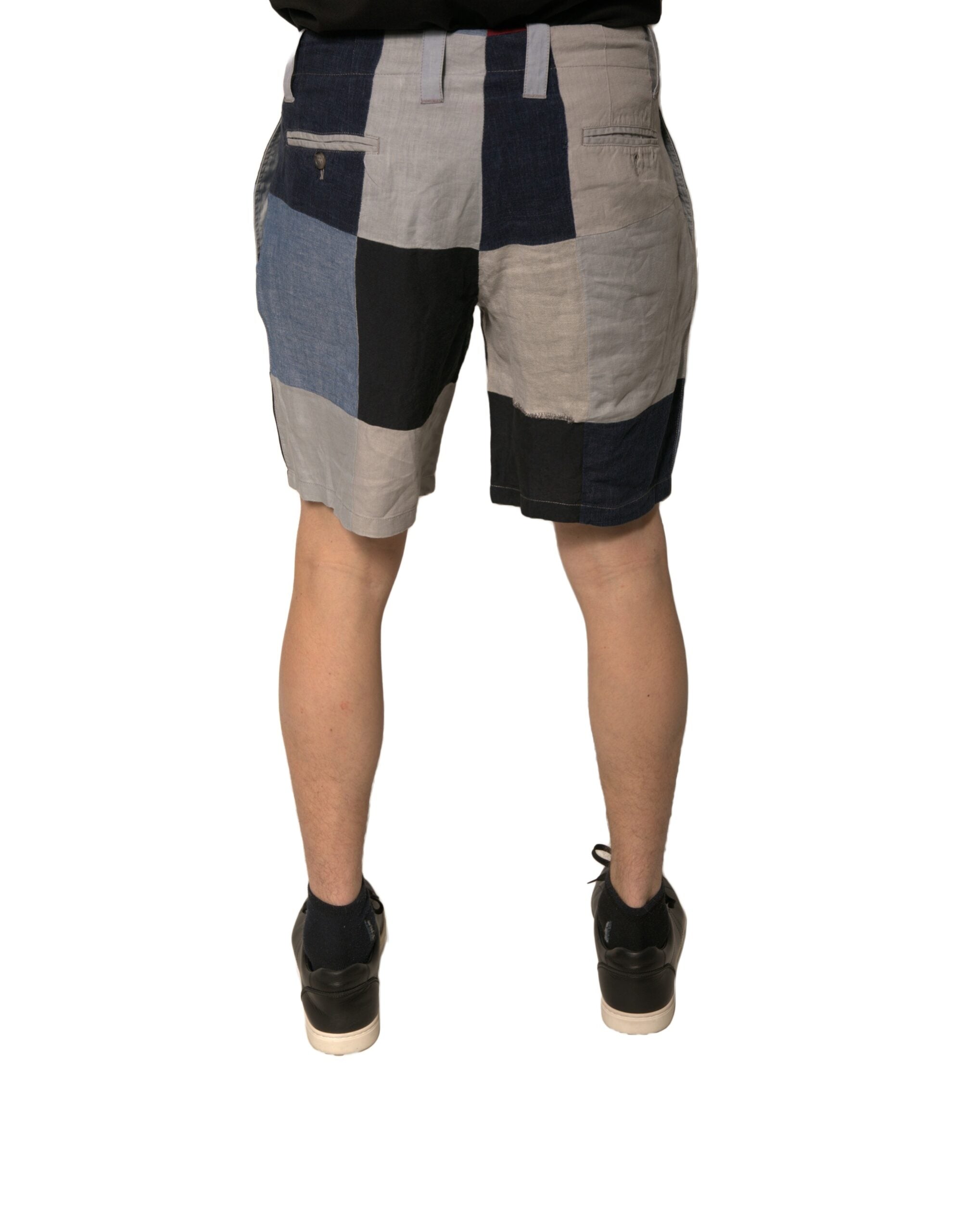 Dolce & Gabbana Multicolor Patchwork Linen Men Chino Men's Shorts (Pre-Owned)