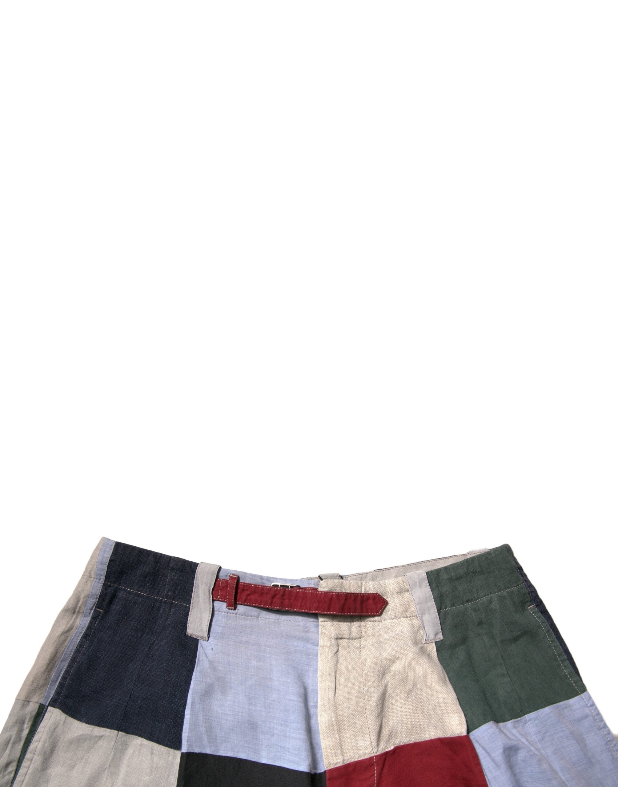 Dolce & Gabbana Multicolor Patchwork Linen Men Chino Men's Shorts (Pre-Owned)