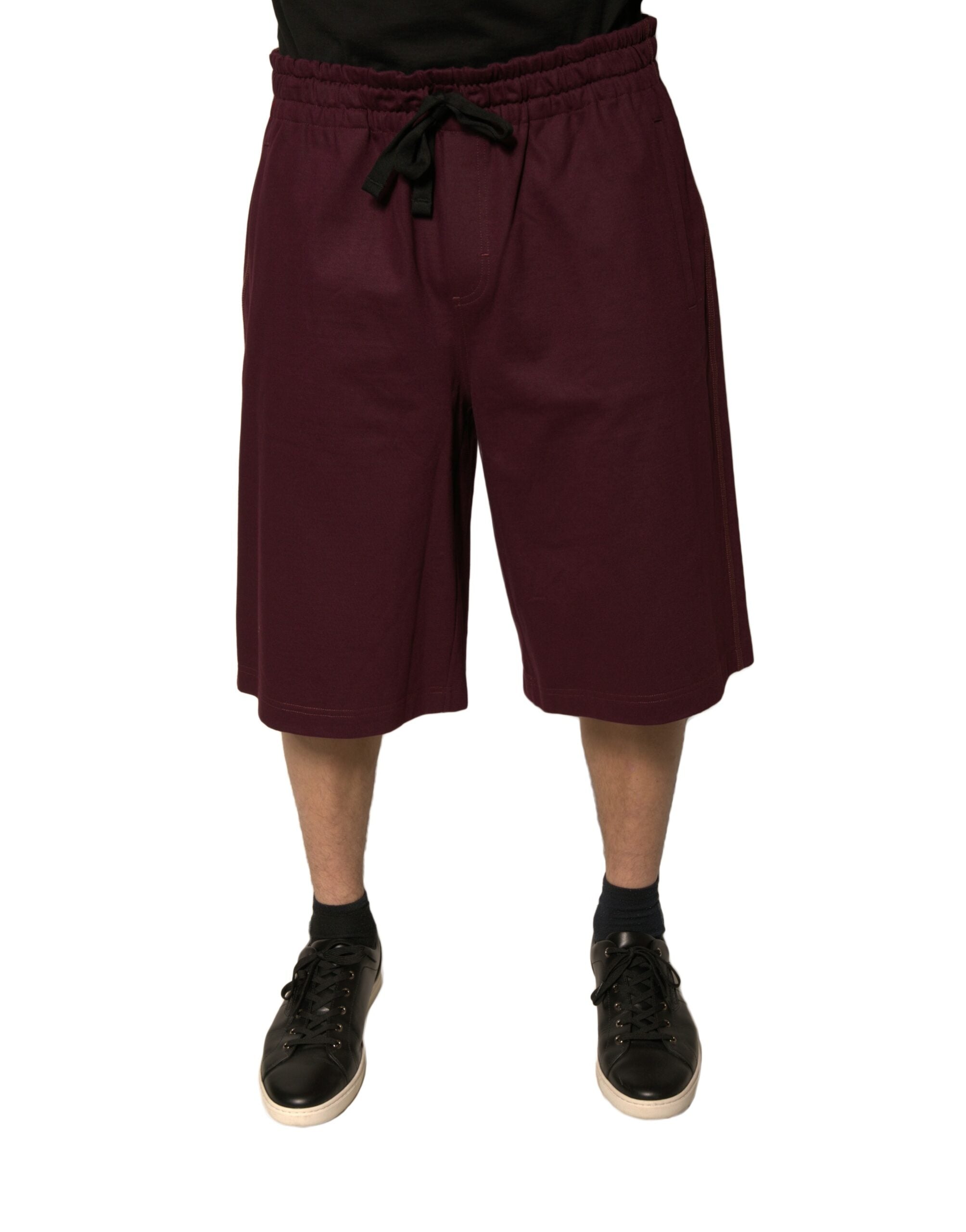 Dolce & Gabbana Maroon Cotton Mid Waist Bermuda Men's Shorts (Pre-Owned)