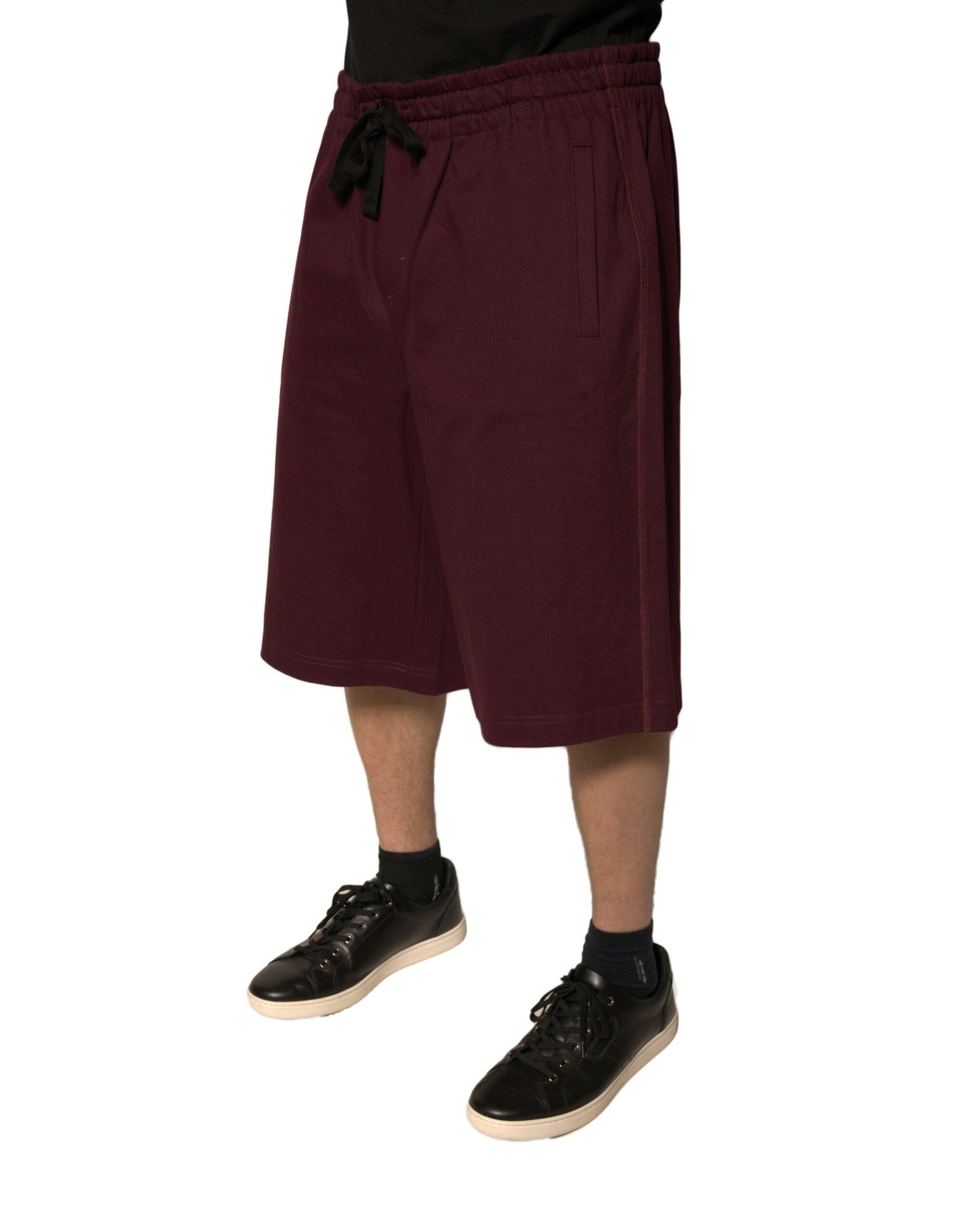 Dolce & Gabbana Maroon Cotton Mid Waist Bermuda Men's Shorts (Pre-Owned)