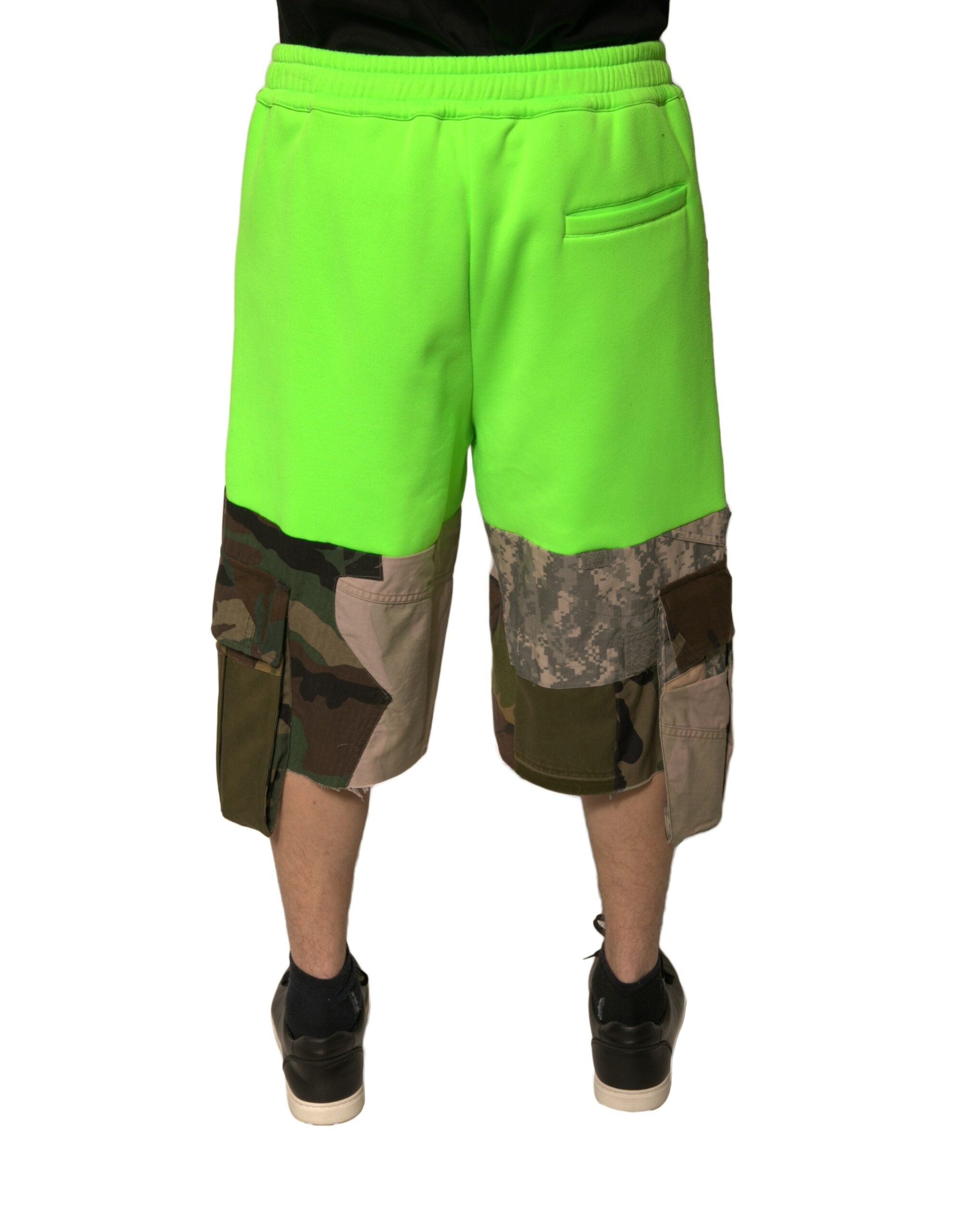 Dolce & Gabbana Green Patchwork Cargo Bermuda Men's Shorts (Pre-Owned)