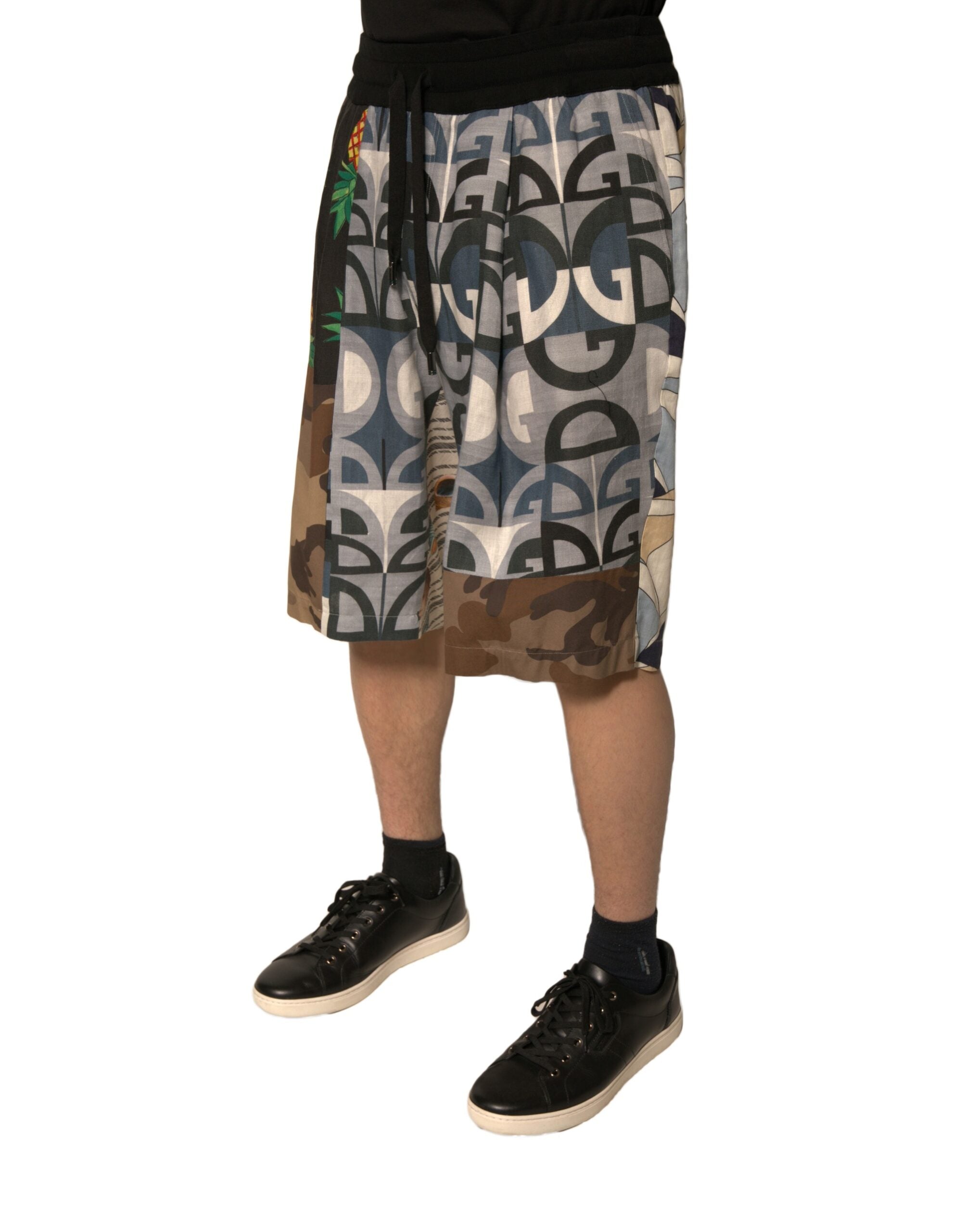 Dolce & Gabbana Multicolor Patchwork Linen Bermuda Men's Shorts (Pre-Owned)