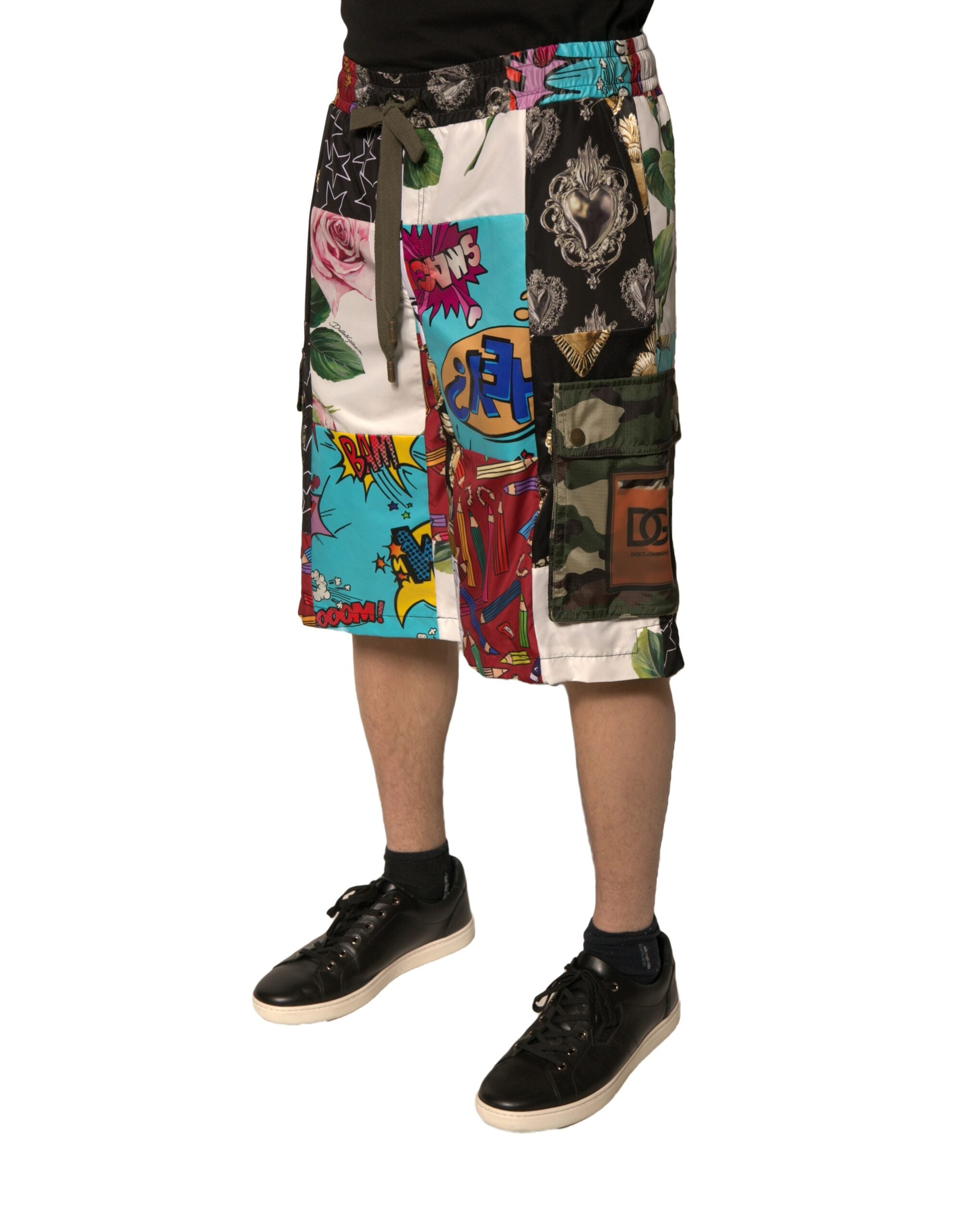 Dolce & Gabbana Multicolor Patchwork Cargo Bermuda Men's Shorts