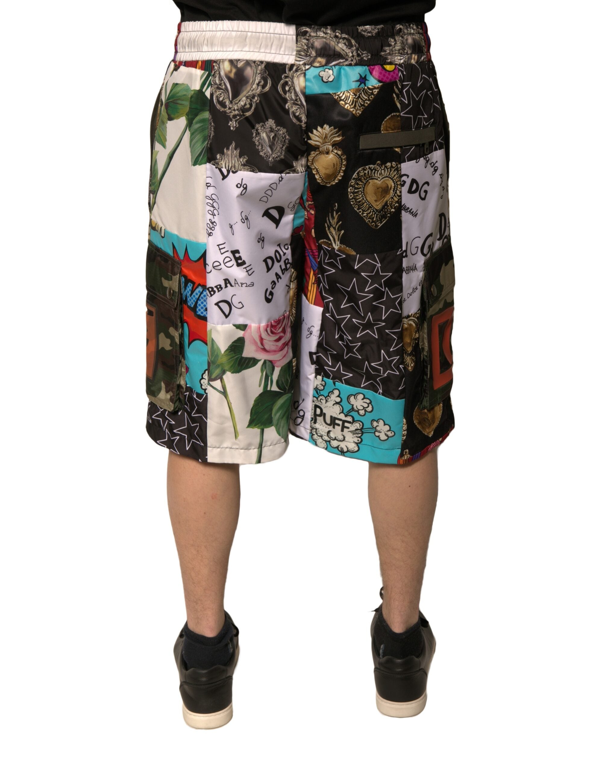 Dolce & Gabbana Multicolor Patchwork Cargo Bermuda Men's Shorts