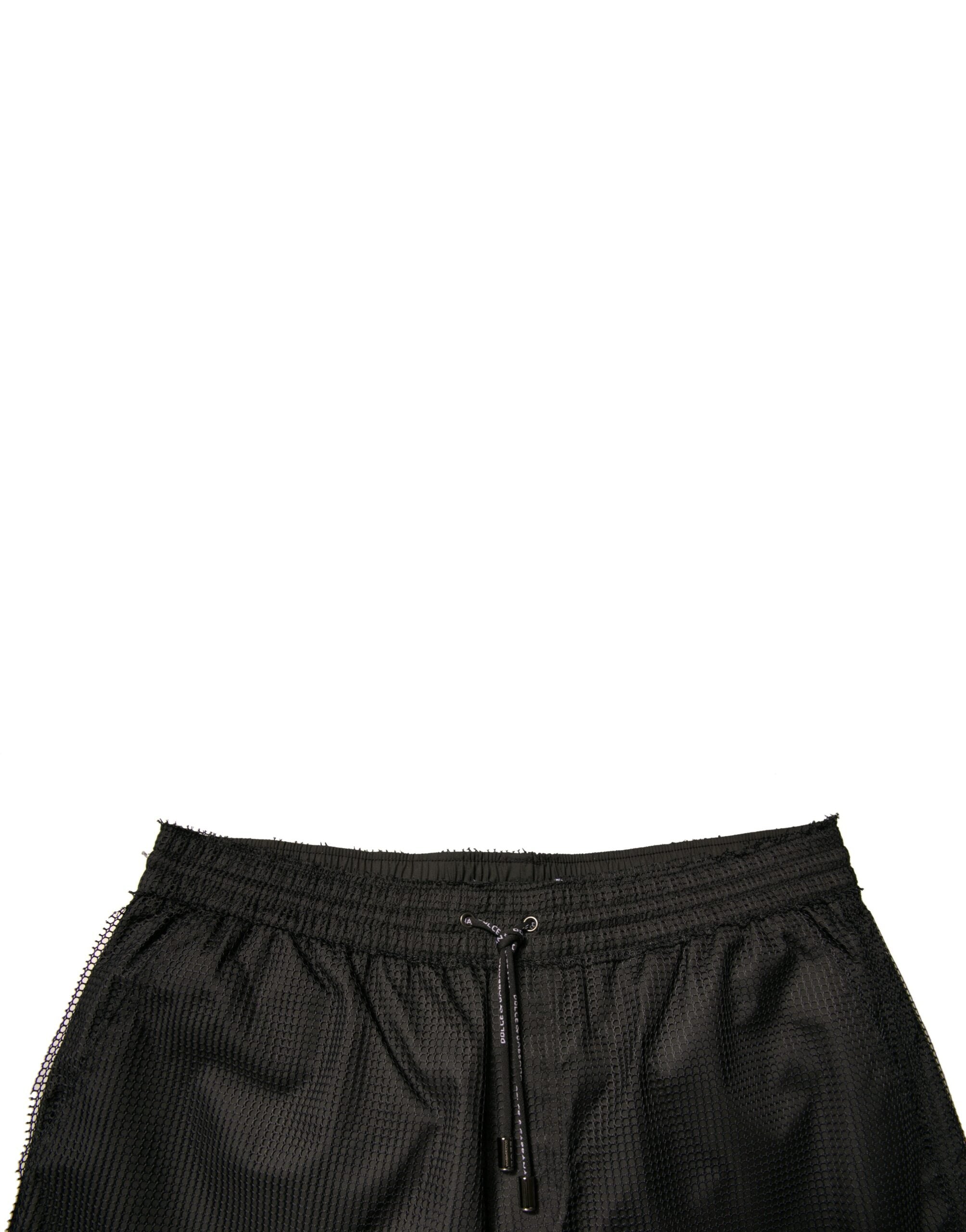 Dolce & Gabbana Black Polyester Jersey Mid Waist Men's Shorts