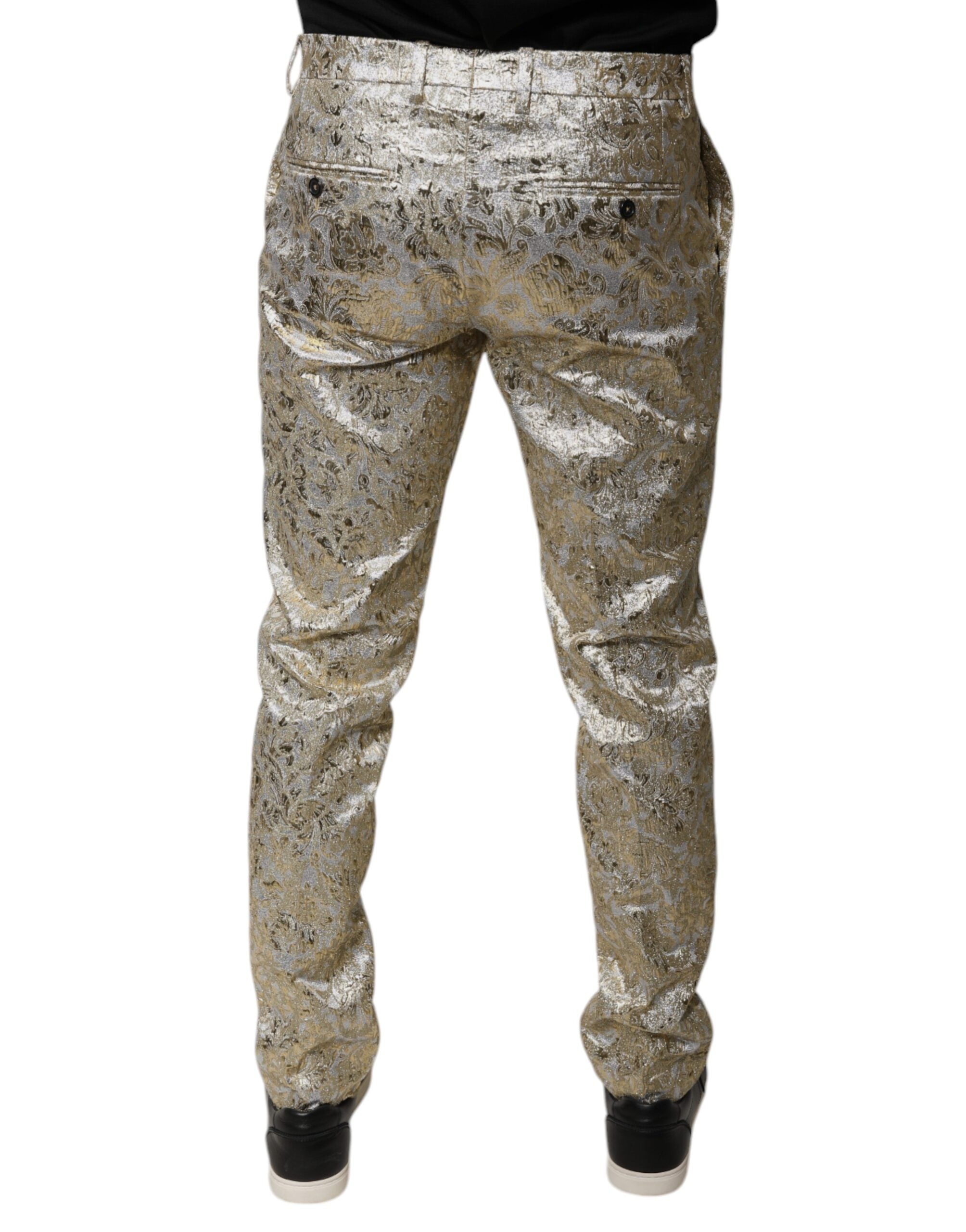 Dolce & Gabbana Gold Floral Jacquard Men Dress Men's Pants