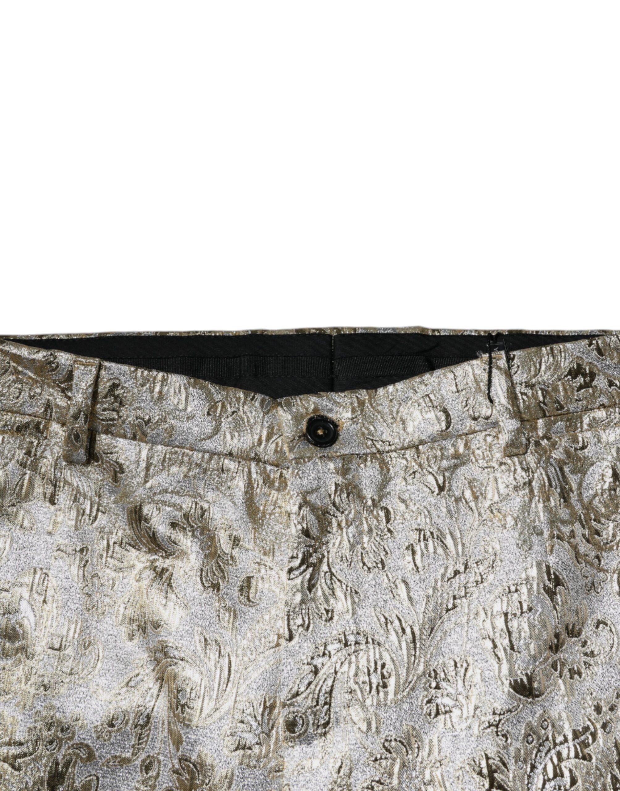 Dolce & Gabbana Gold Floral Jacquard Men Dress Men's Pants
