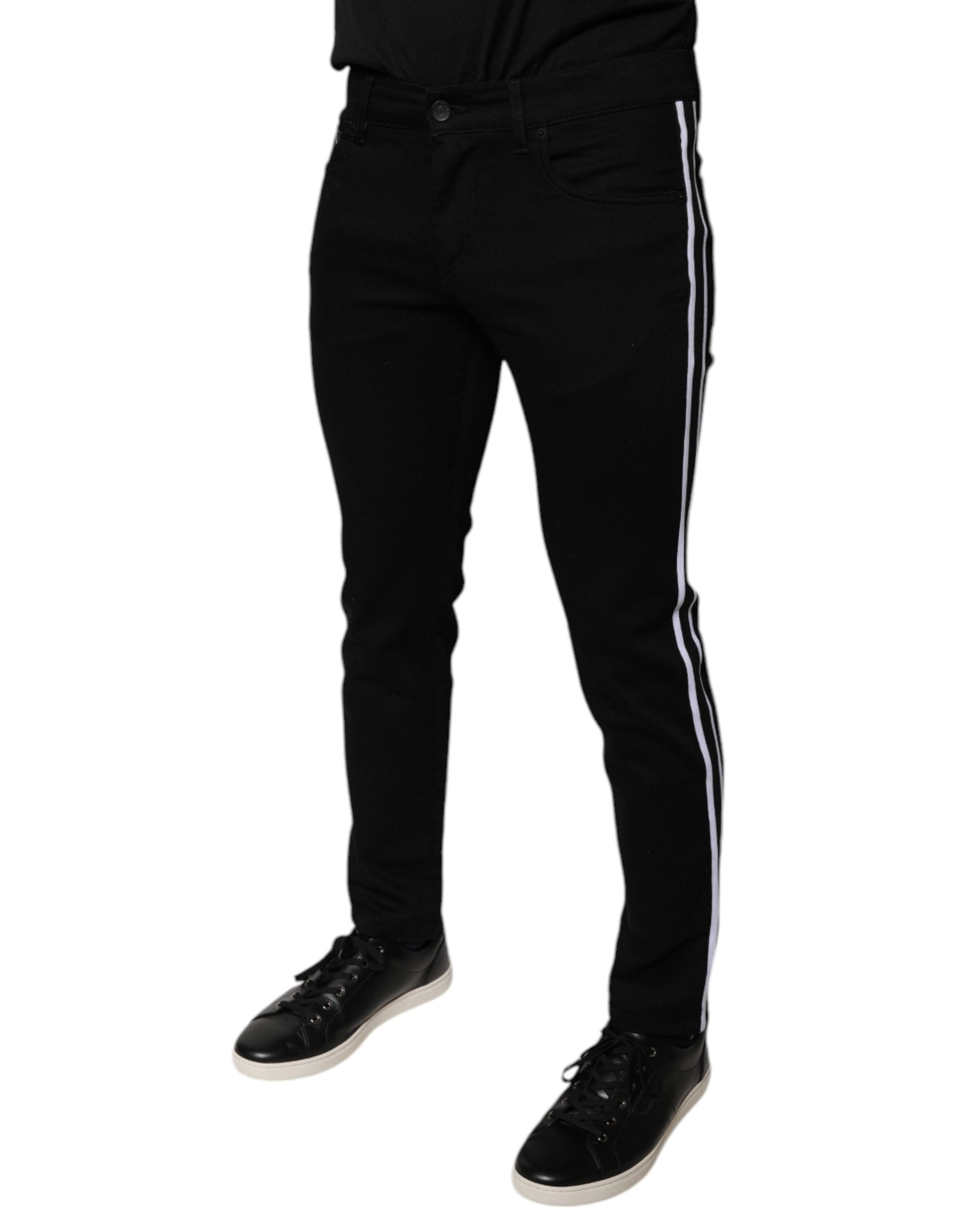 Dolce & Gabbana Black Crown Cotton Stretch Skinny Denim Men's Jeans